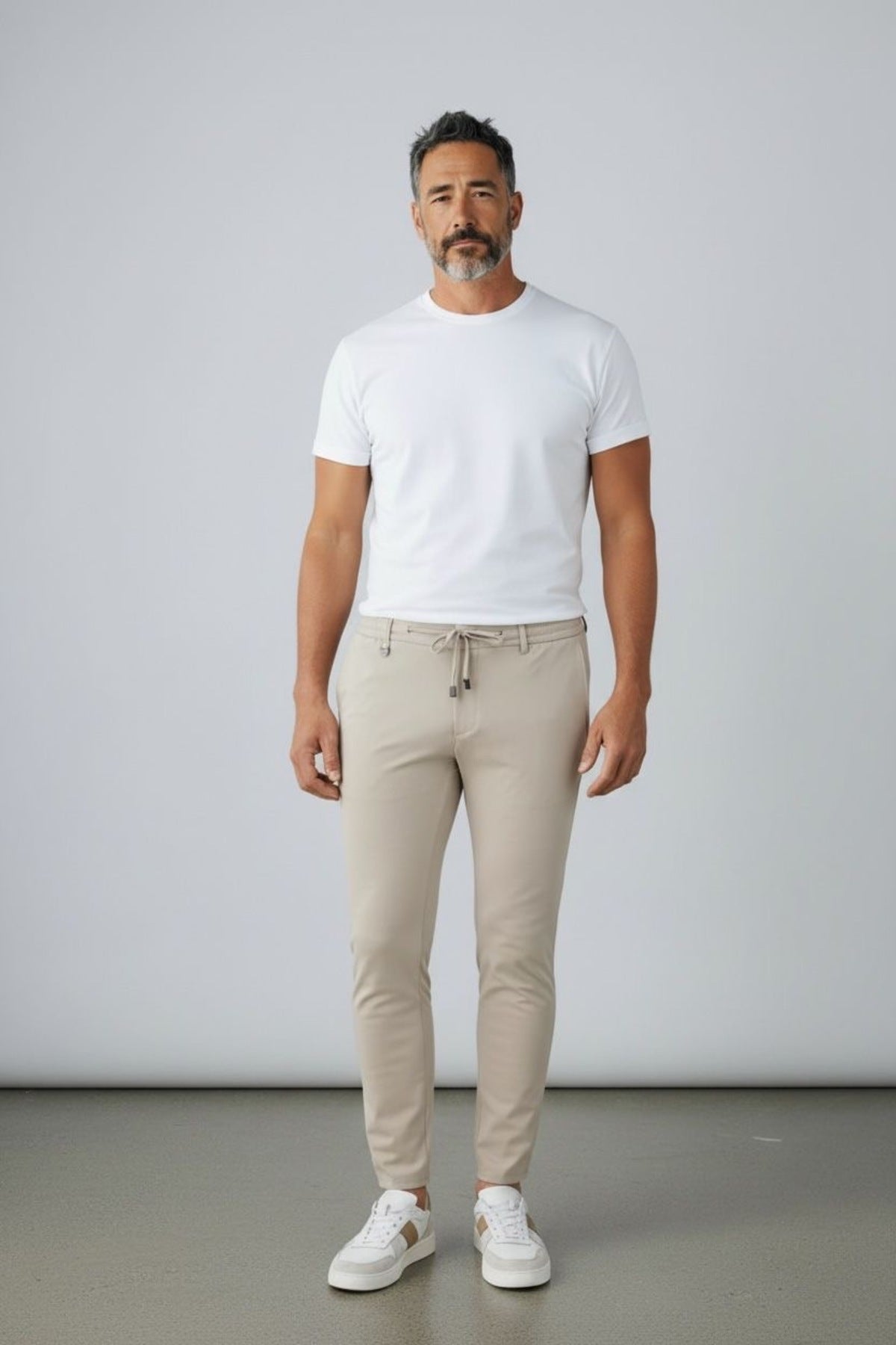 Erkek Slim Fit Jogger Pantolon Bağcıklı Lastikli Bel Dar Paça Günlük Kumaş Pantolon