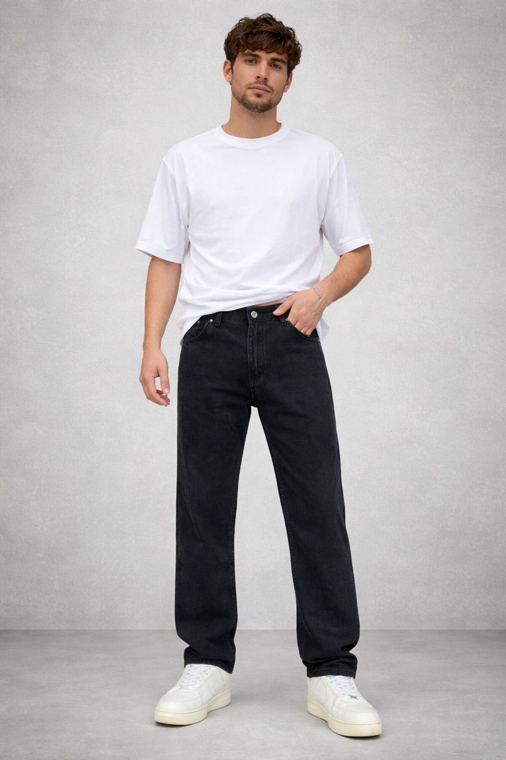 Erkek Bol Rahat Kalıp Denim Pantolon