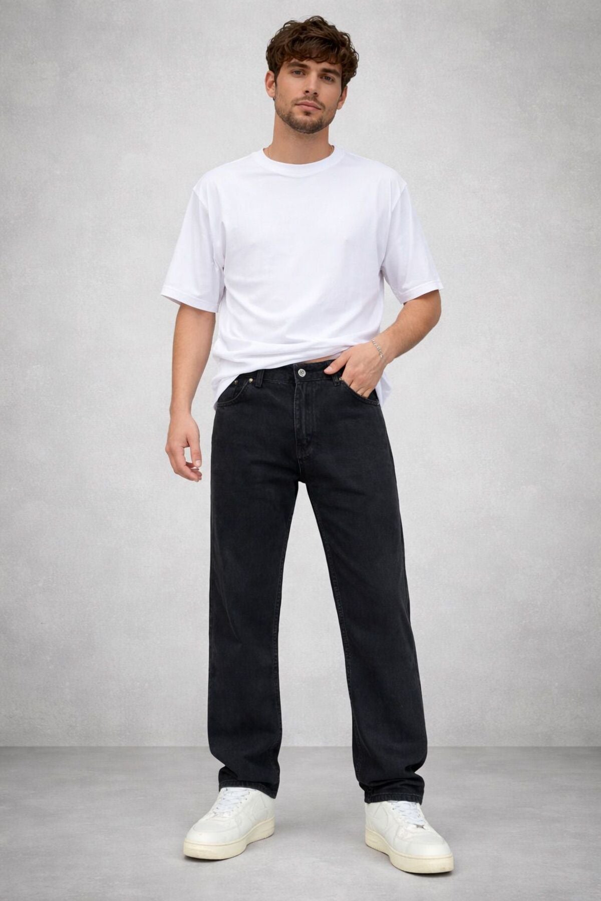 Erkek Bol Rahat Kalıp Denim Pantolon