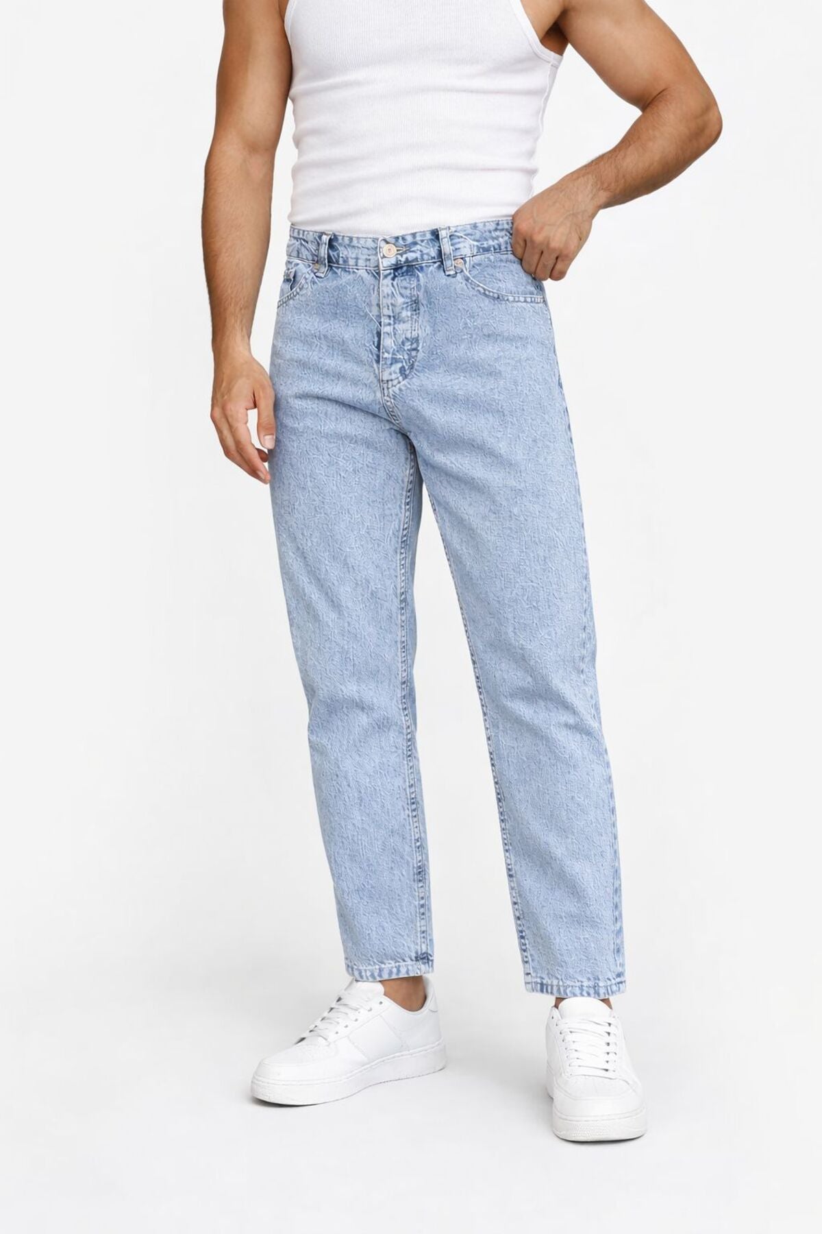 Erkek Rahat Kalıp Kot Pantolon Modern Kesim Günlük Şık Basic Denim