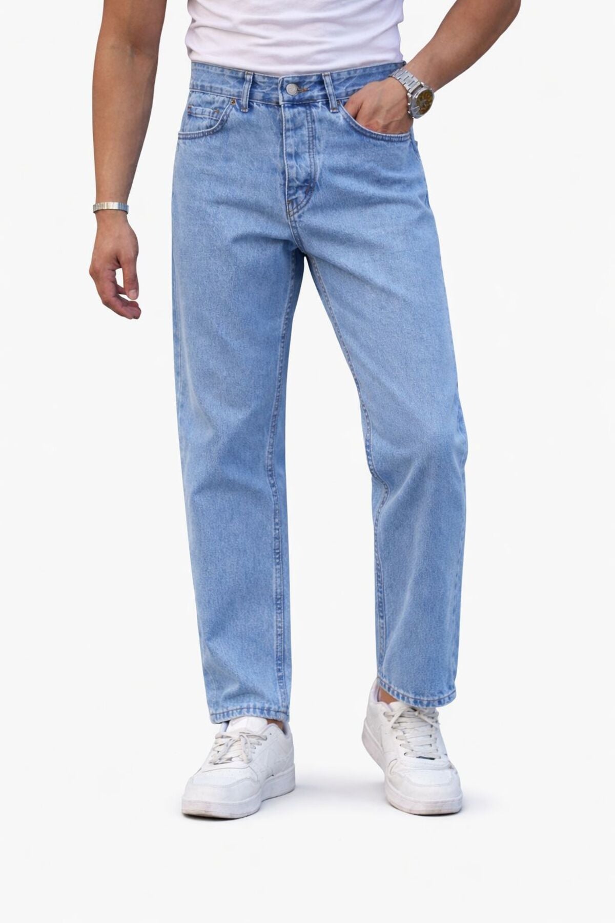 Erkek Açık Mavi Boyfriend Pantolon