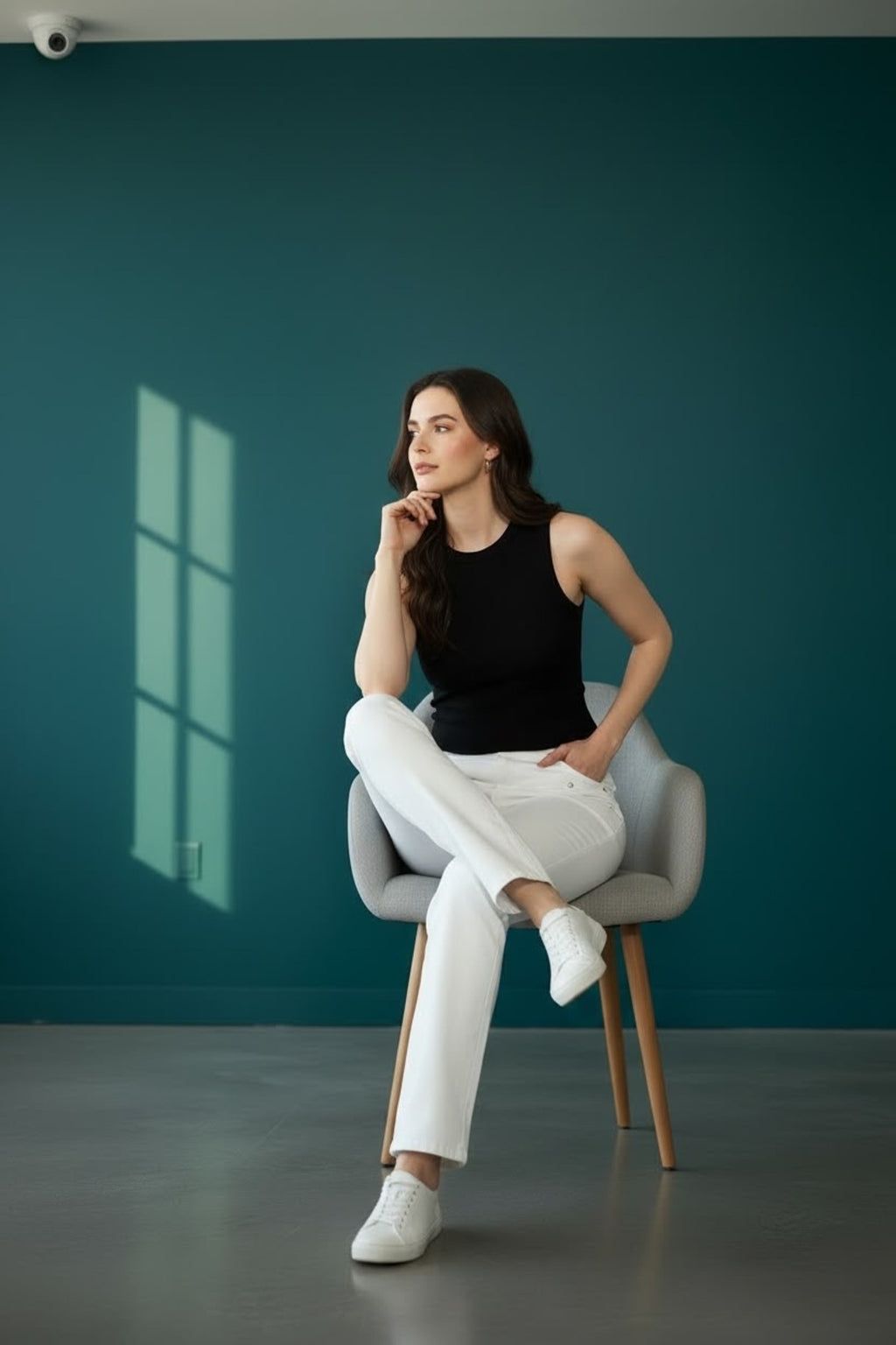 Kadın Bisiklet Yaka Fitilli Atlet Esnek Kumaş Slim Fit Basic Kolsuz Atlet