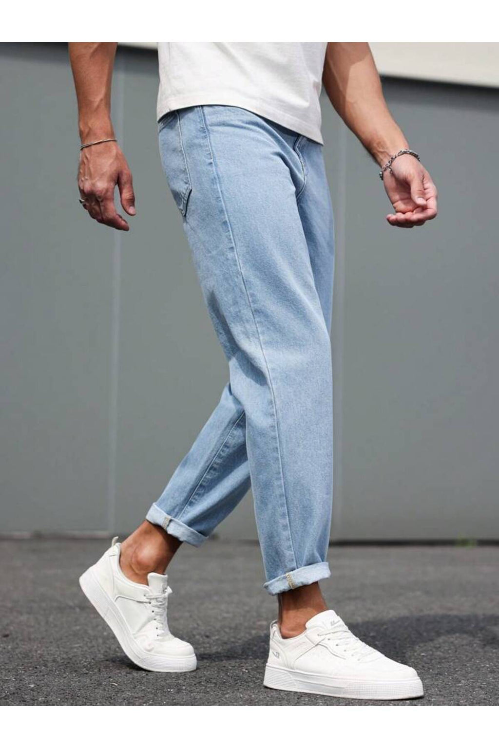 Erkek Boyfriend Jean Pantolon Günlük Rahat Bol Kalıp Denim Kot Salaş Tarz