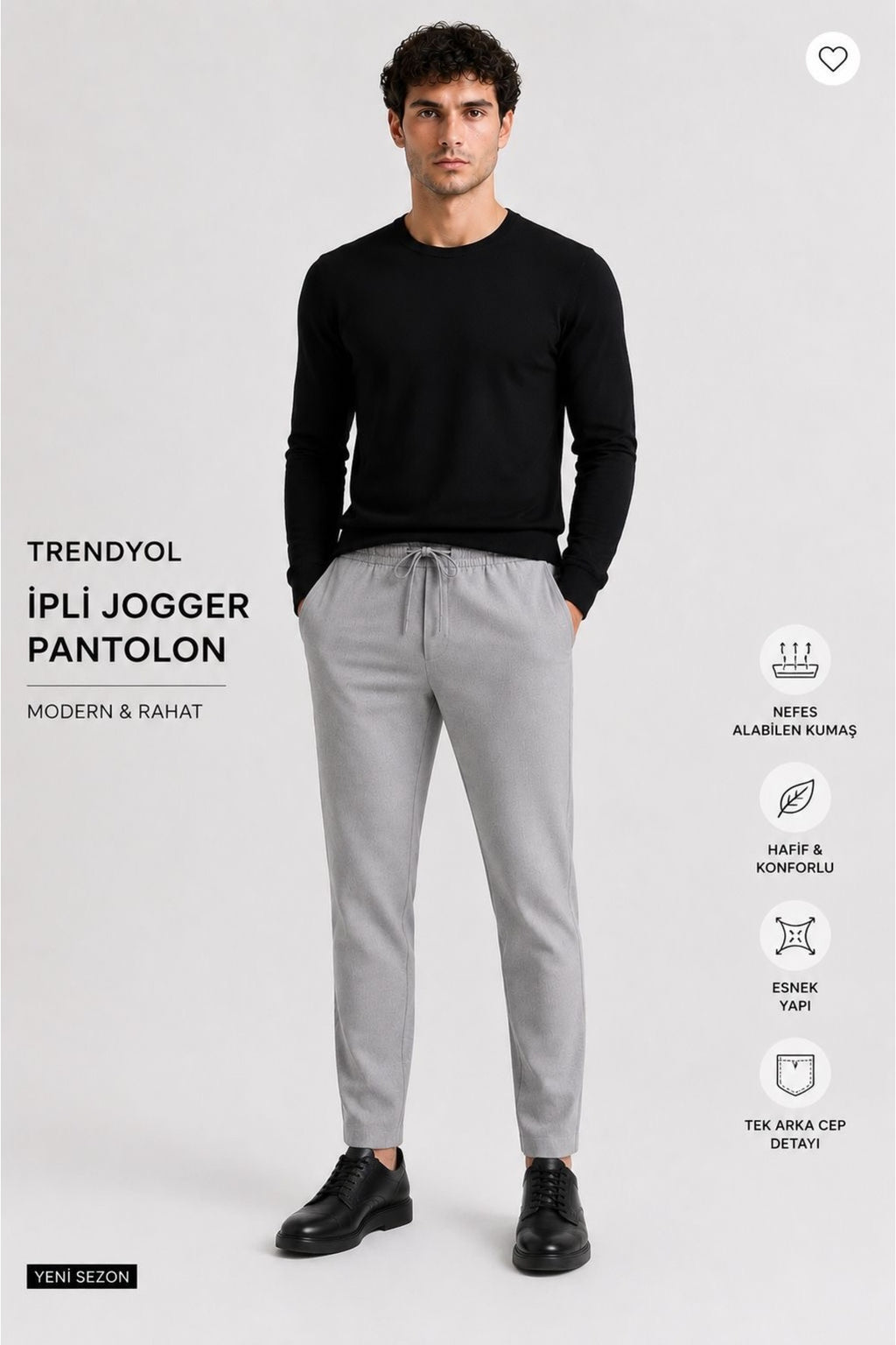 Erkek Slim Fit Jogger Pantolon Bağcıklı Lastikli Bel Dar Paça Günlük Kumaş Pantolon