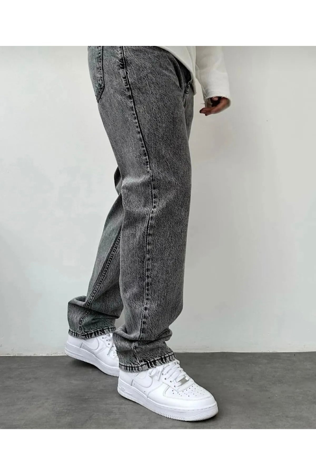 Gri Asit Yıkama Baggy Pantolon
