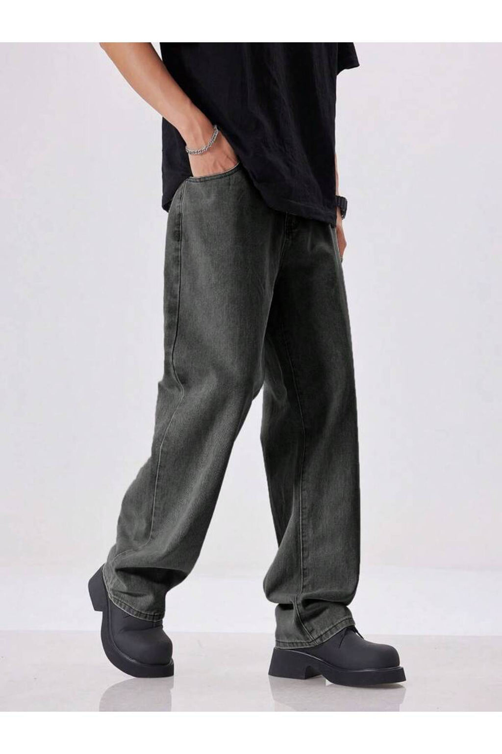 Erkek Oversize Baggy Jean Pantolon Vintage Yıkamalı Geniş Paça Streetwear Denim