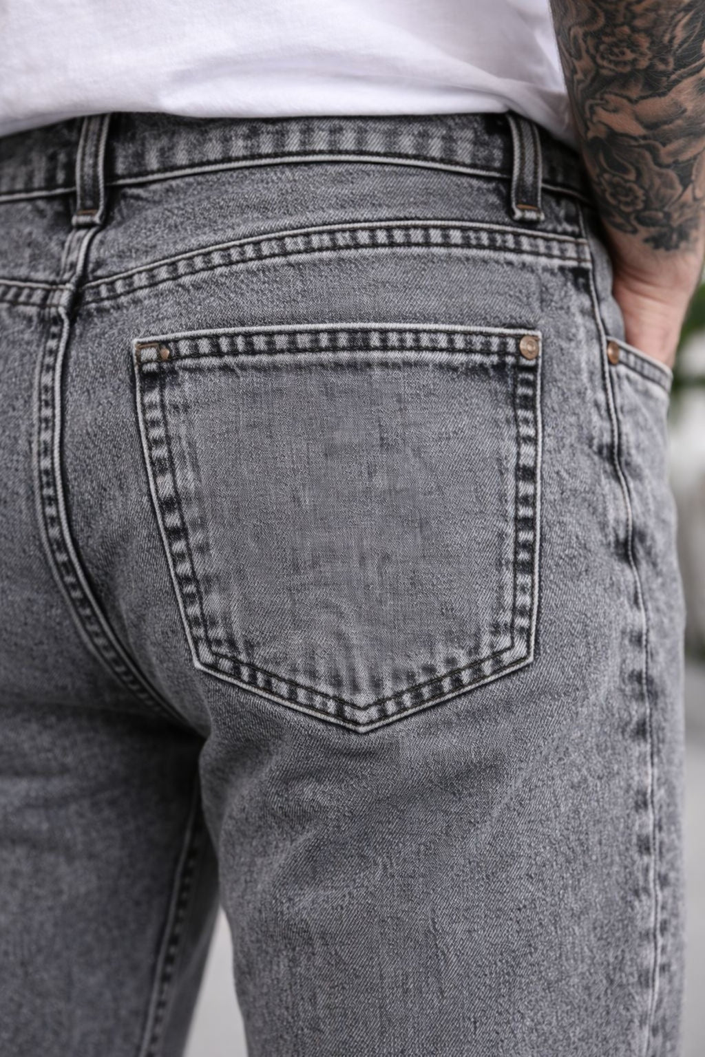 Erkek Gri Baggy Bol Kalıp Kot Pantolon