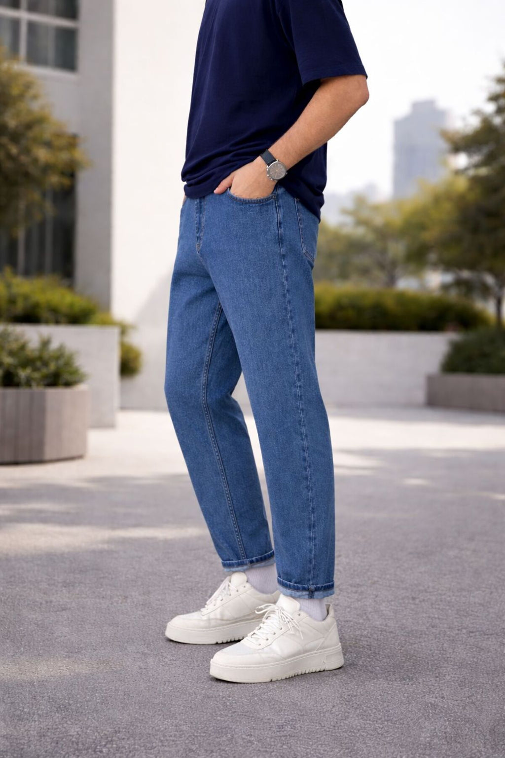 Erkek Boyfriend Jean Pantolon Günlük Rahat Bol Kalıp Denim Kot Salaş Tarz