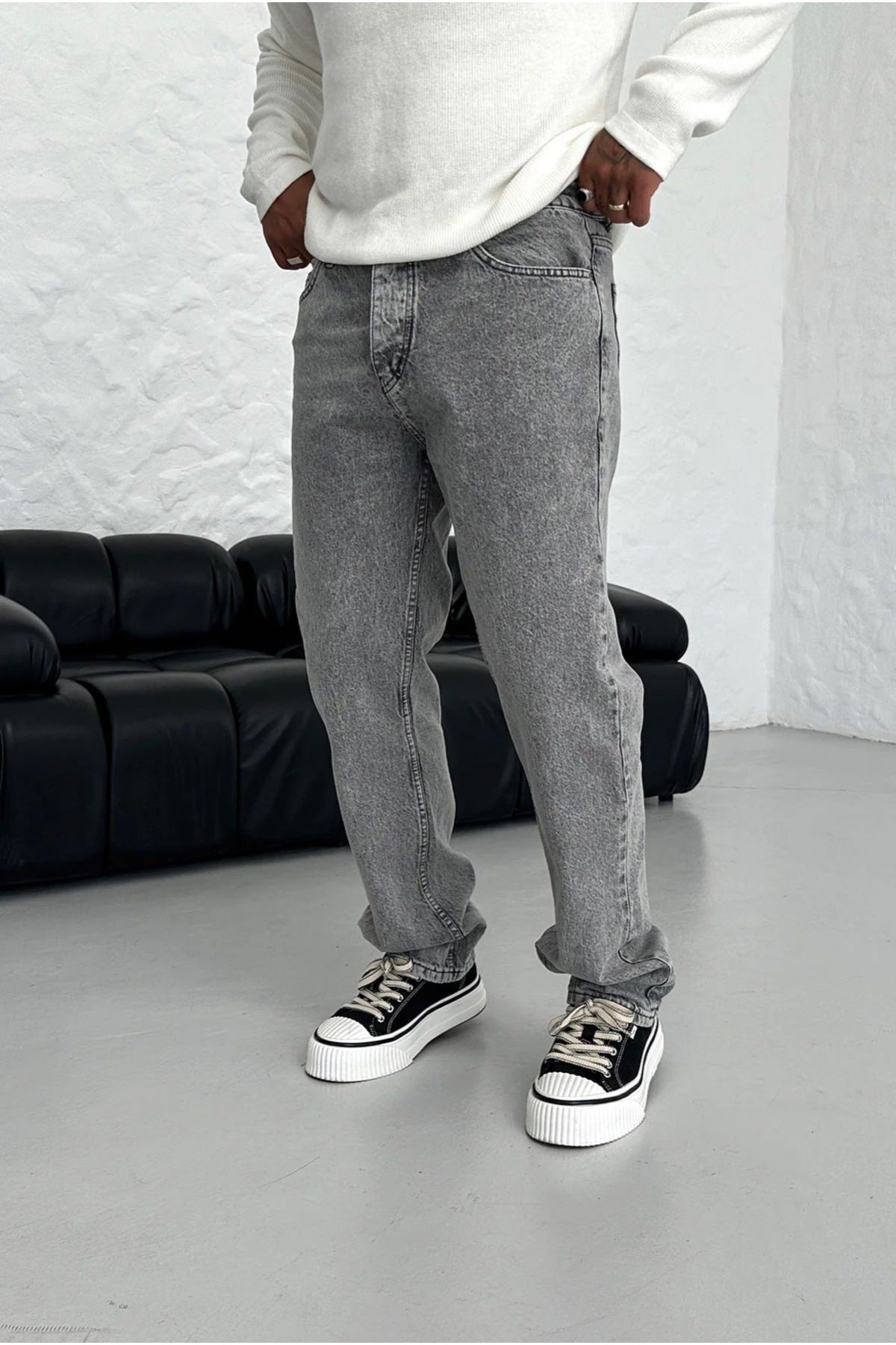 Asit Gri Baggy Pantolon