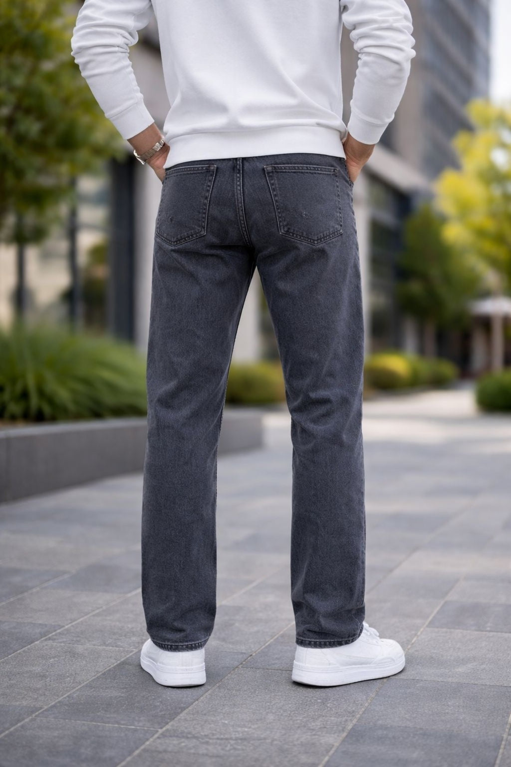 Erkek Wide Leg Denim Pantolon Bol Kesim Modern Sokak Modası Rahat Jean