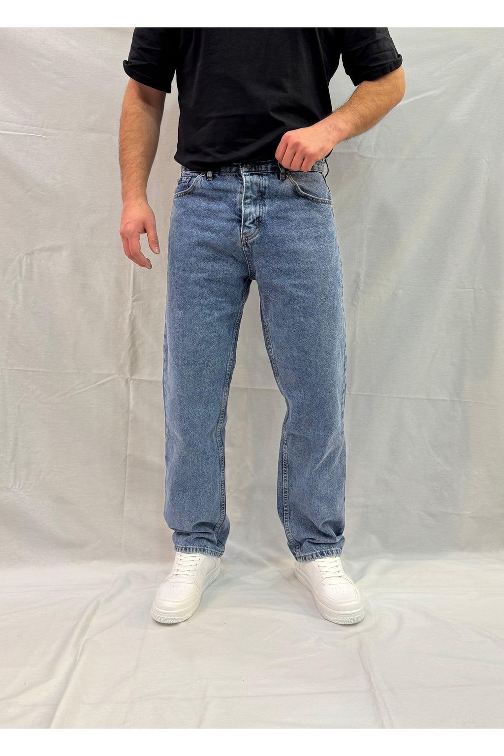 Erkek Baggy Bol Kesim Kot Pantolon