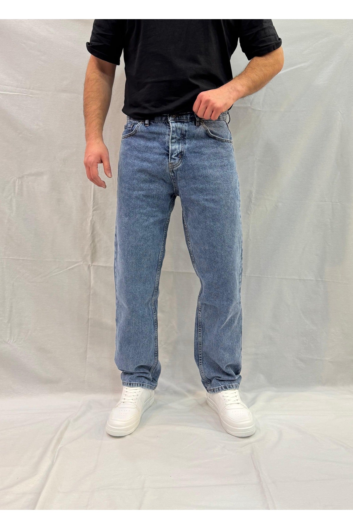 Erkek Baggy Bol Kesim Kot Pantolon