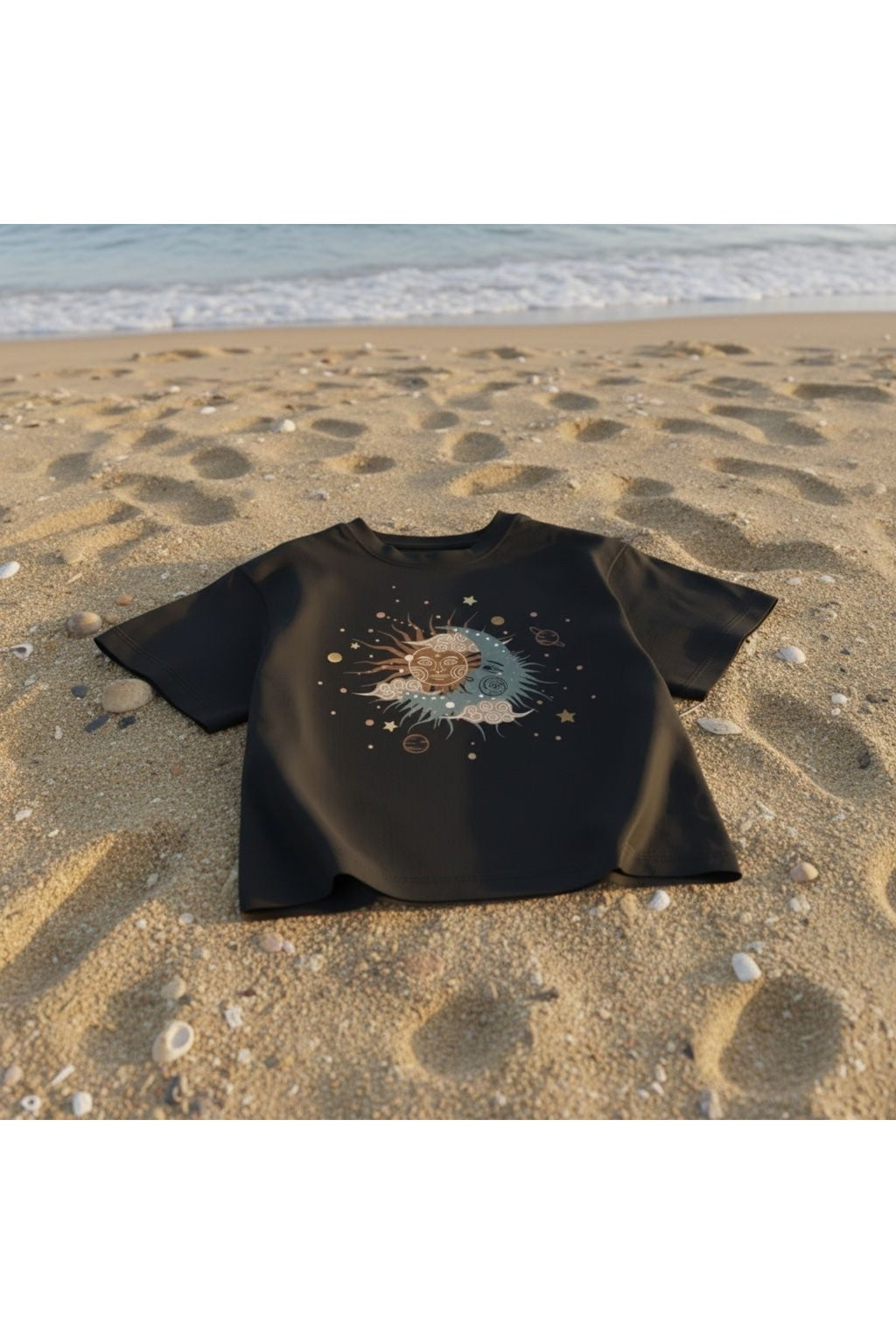Kadın Siyah Baskılı Tişört Modern Minimal Desenli Rahat Kalıp Günlük Şık Basic T-Shirt