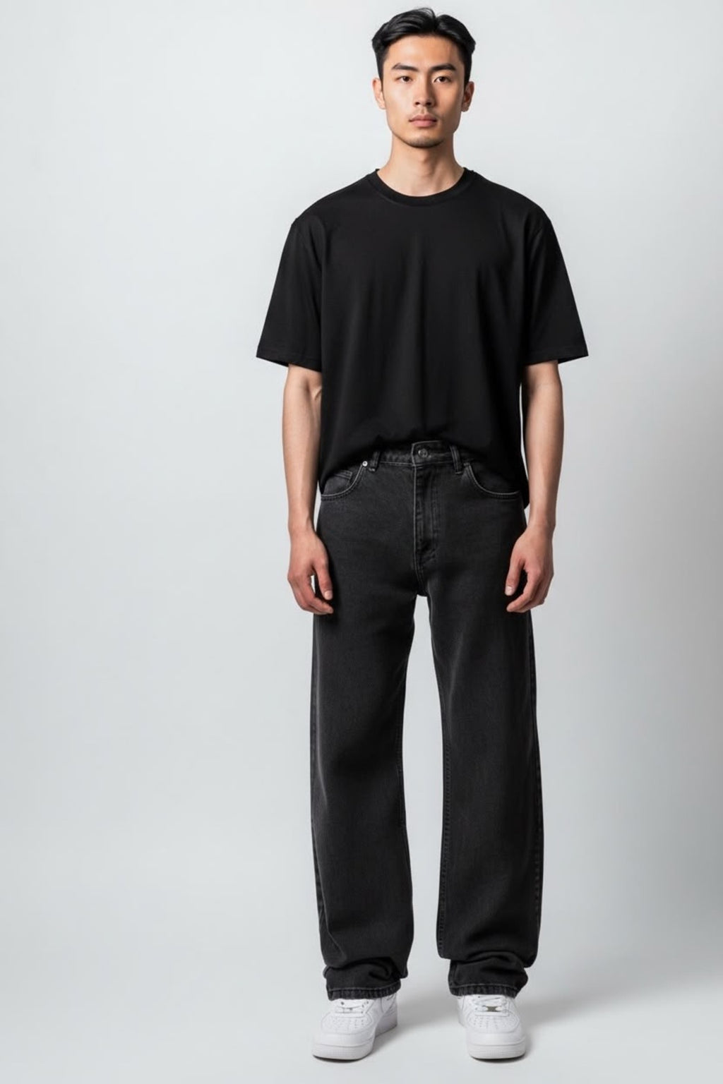 Erkek Baggy Bol Kesim Kot Pantolon Jeans Yıkamalı Siyah