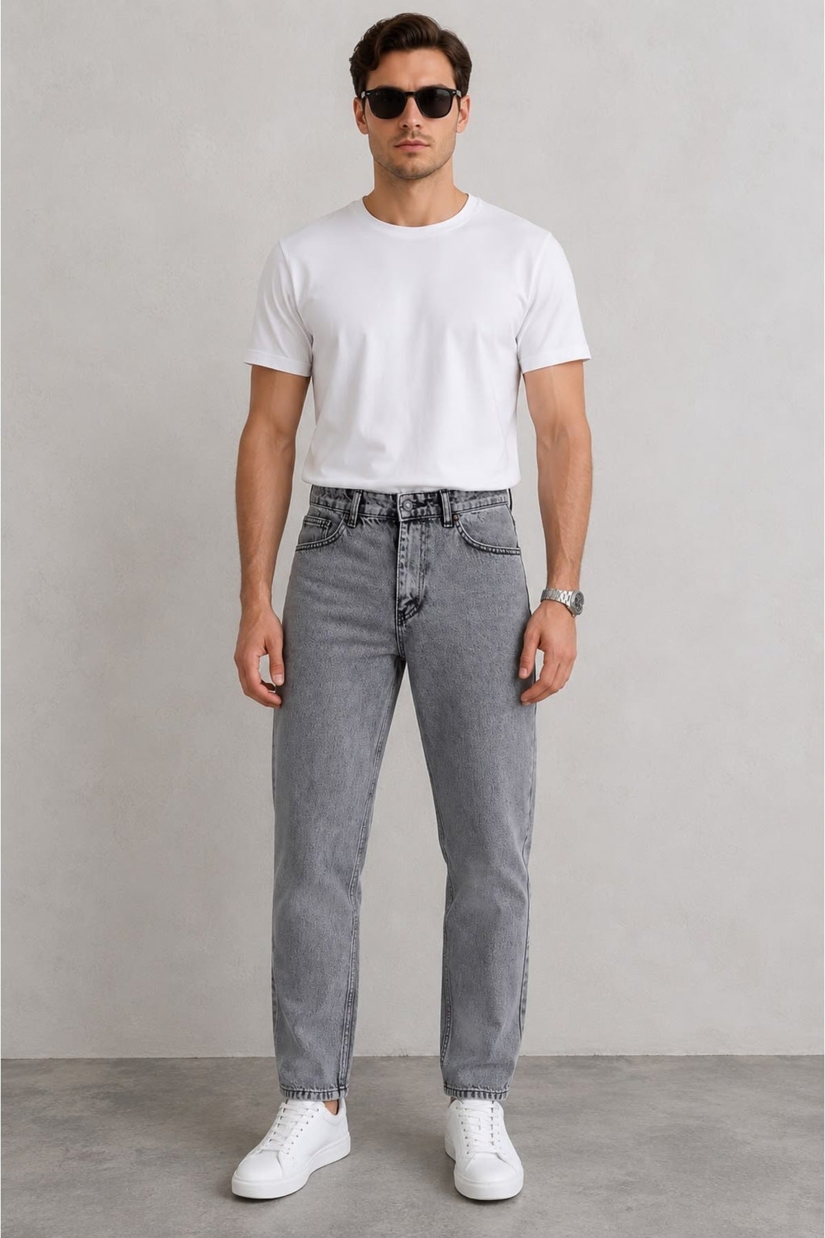 Erkek Yazlık Boyfriend Fit Jean Pantolon Rahat Kesim Denim Pantolon Günlük ve Sokak Stiline Uygun