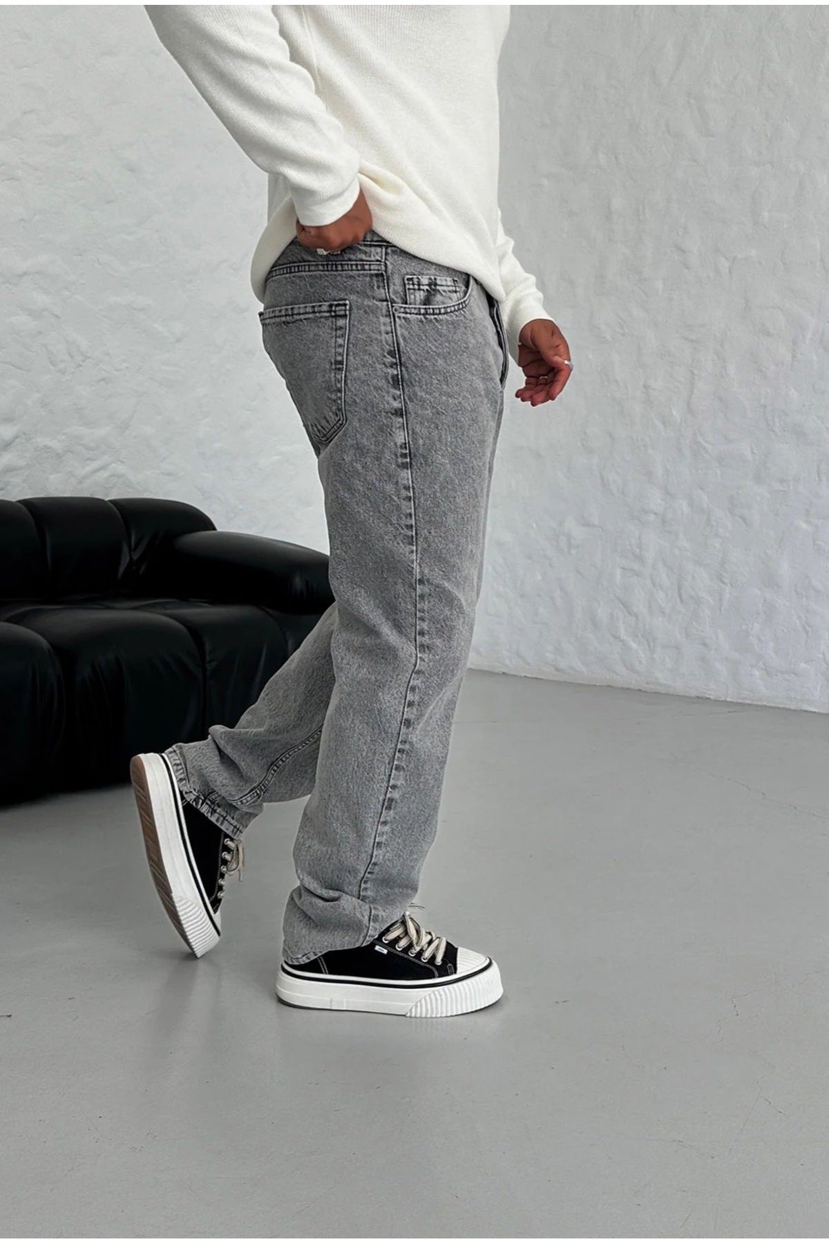 Asit Gri Baggy Pantolon