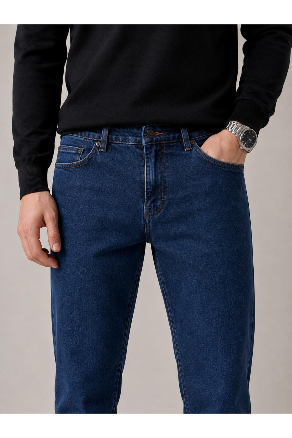 Erkek Kot Rengi Regular Kalıp Kot Pantolon Jeans