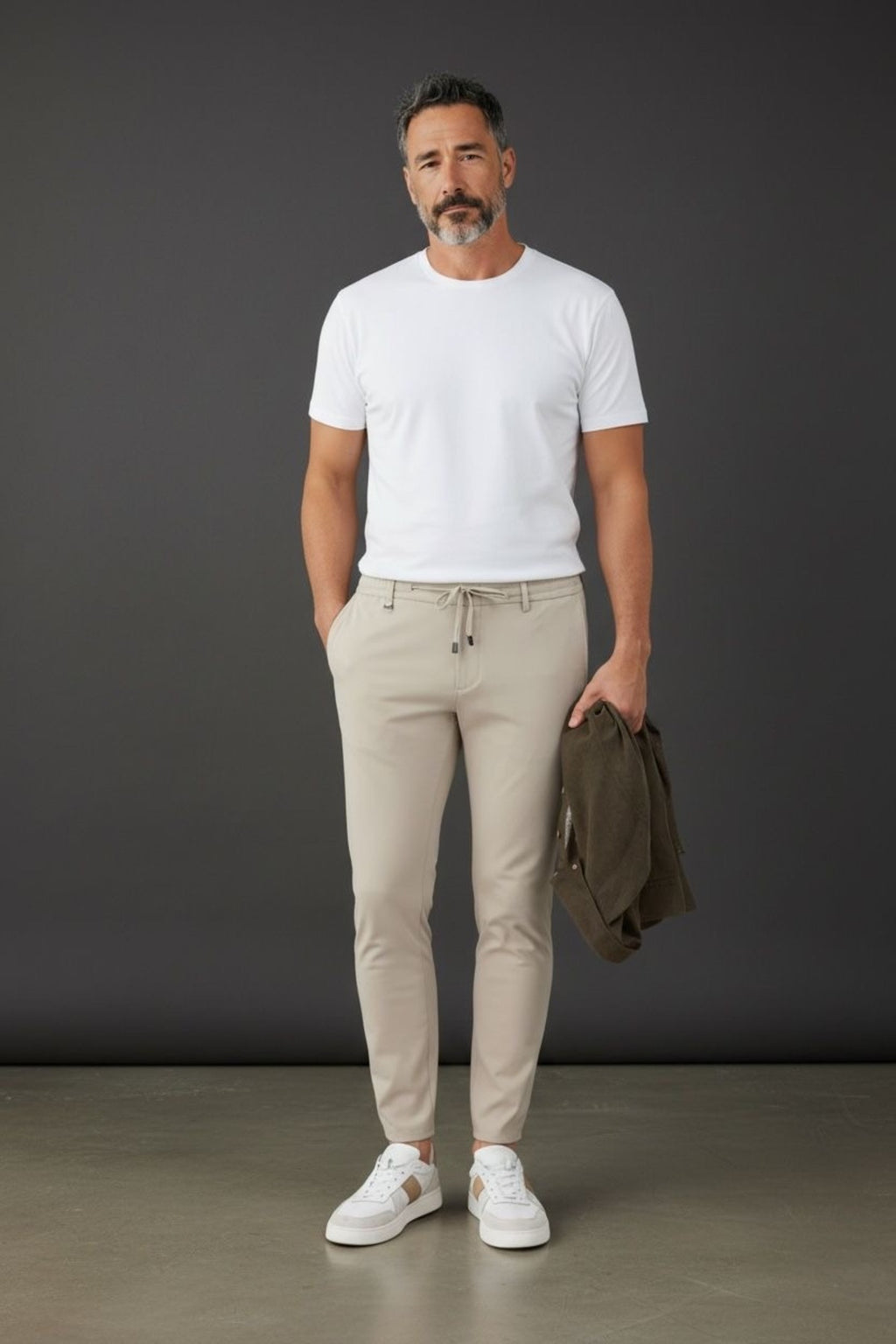 Erkek Slim Fit Jogger Pantolon Bağcıklı Lastikli Bel Dar Paça Günlük Kumaş Pantolon
