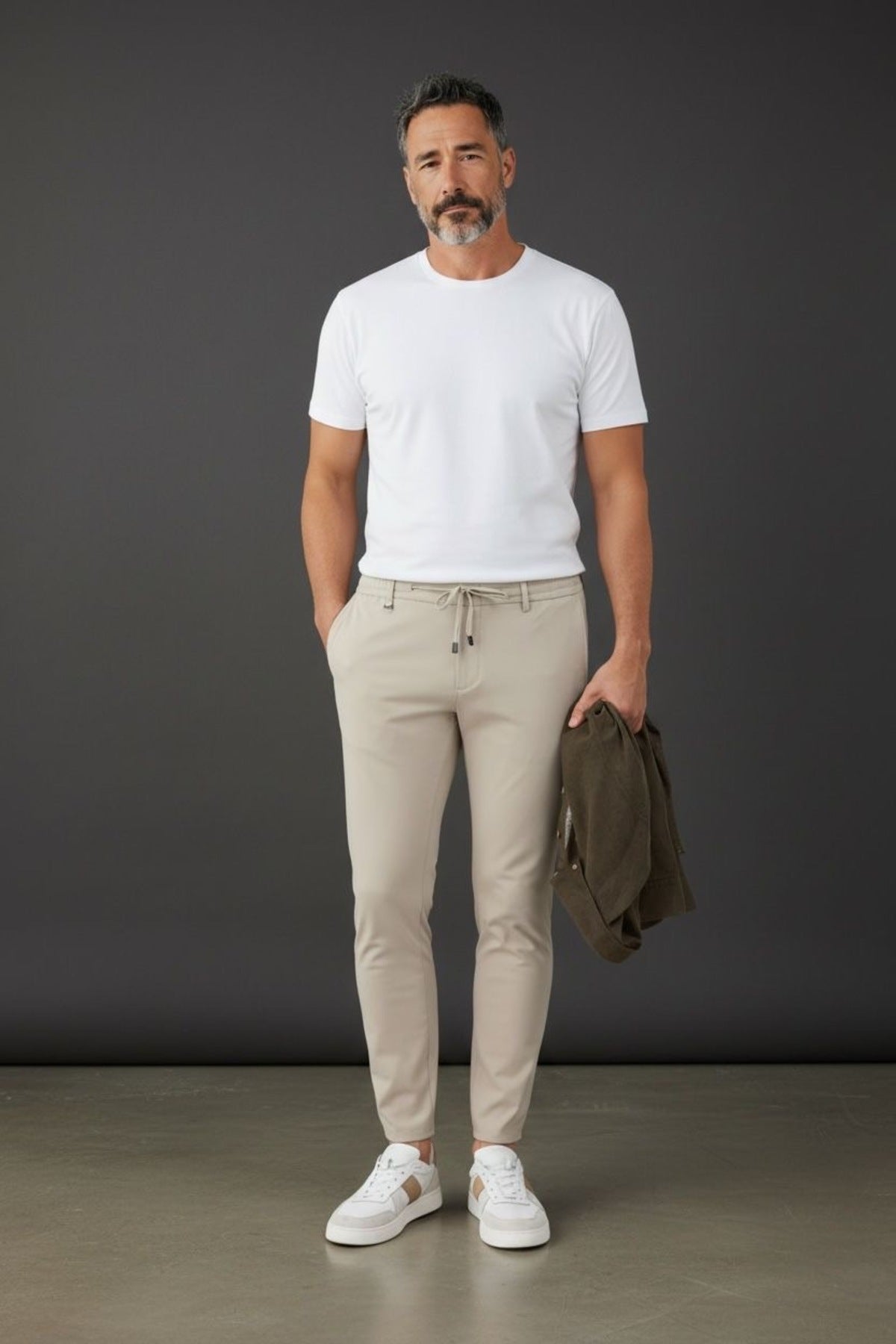 Erkek Slim Fit Jogger Pantolon Bağcıklı Lastikli Bel Dar Paça Günlük Kumaş Pantolon