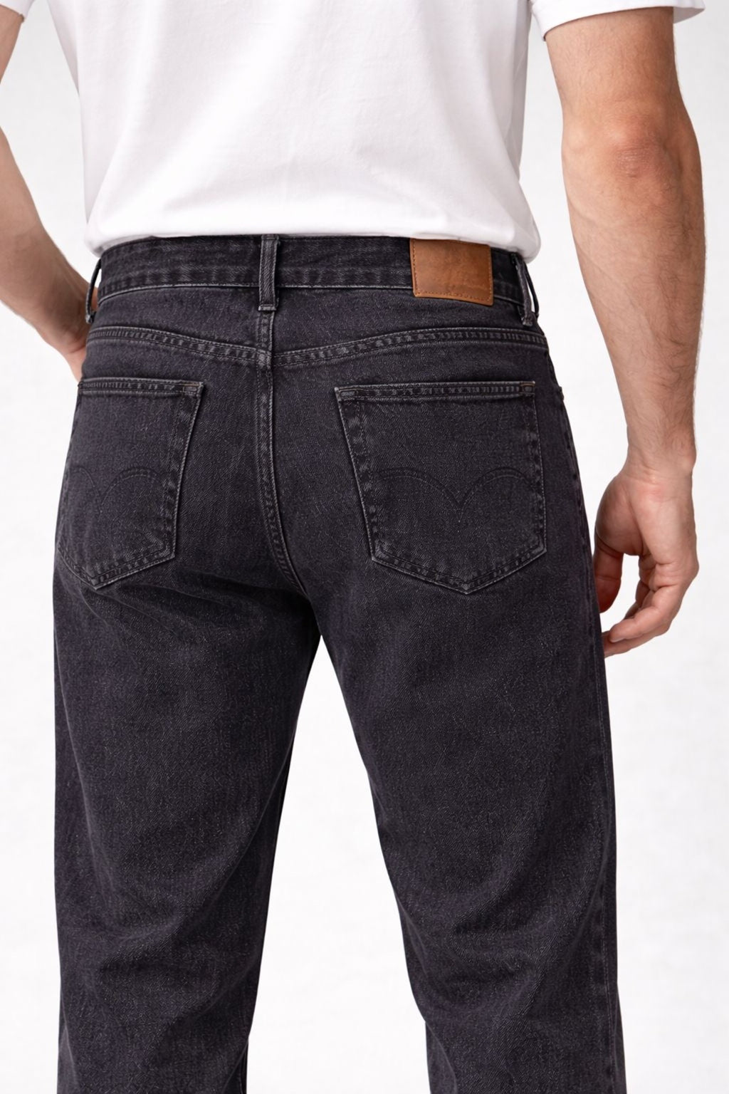 Erkek Taşlama Siyah Boyfriend Jean Pantolon Rahat Kalıp Günlük Denim