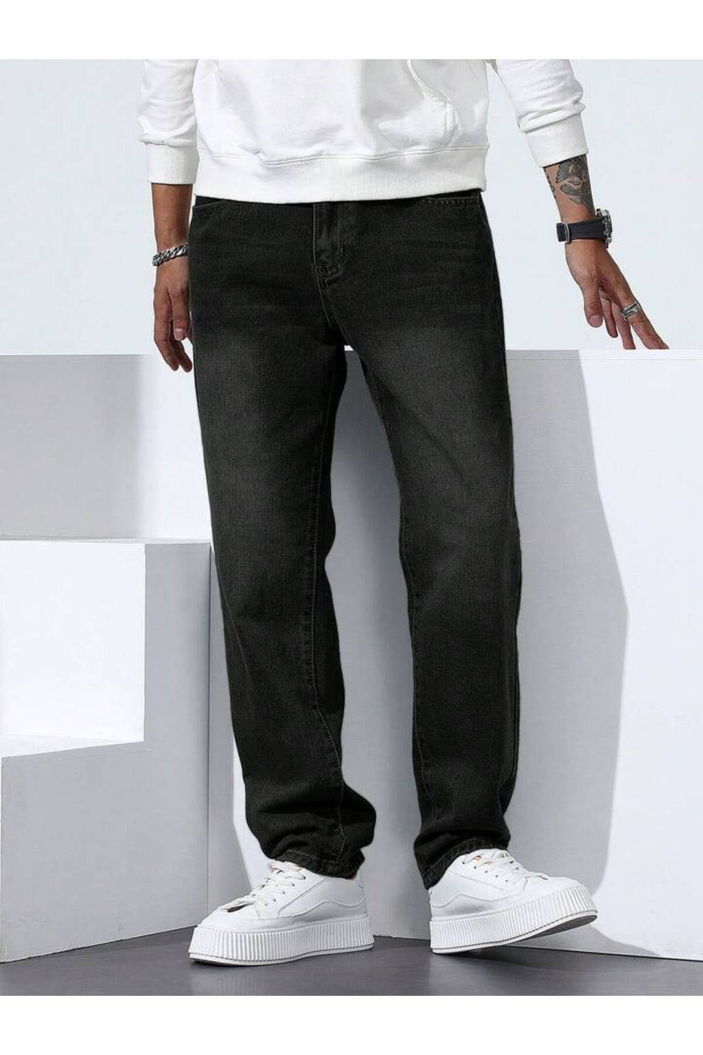 Erkek Oversize Denim Pantolon Rahat Kalıp Modern Kesim Günlük Streetwear Kot Pantolon