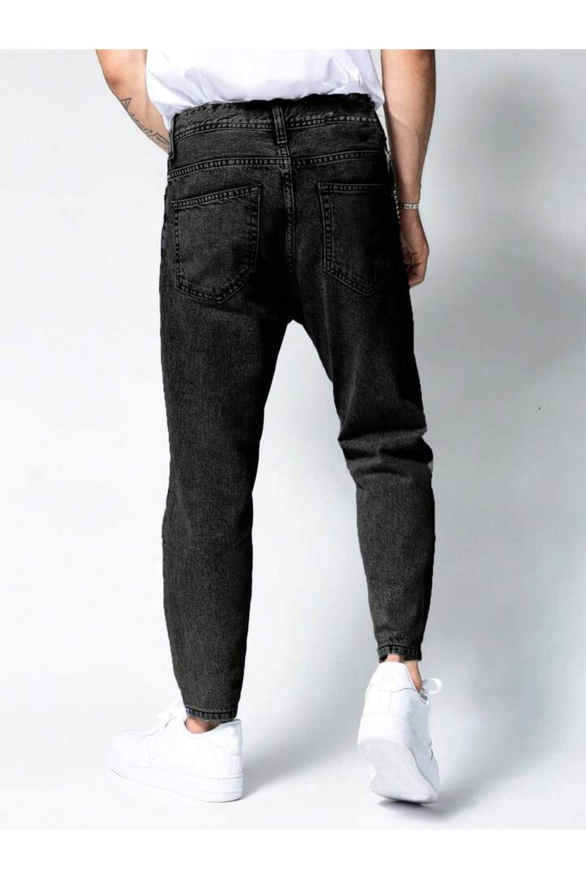 Erkek Boyfriend Jean Pantolon Günlük Rahat Bol Kalıp Denim Kot Salaş Tarz