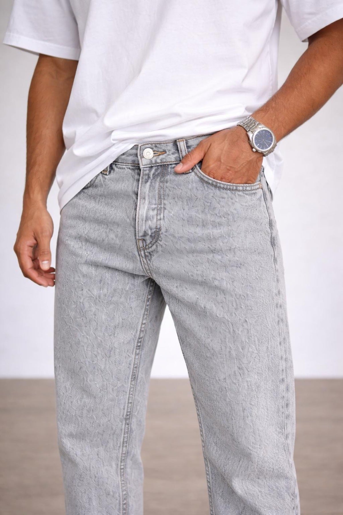 Erkek Rahat Kalıp Denim Pantolon Düz Kesim Günlük Şık Basic Modern Jean