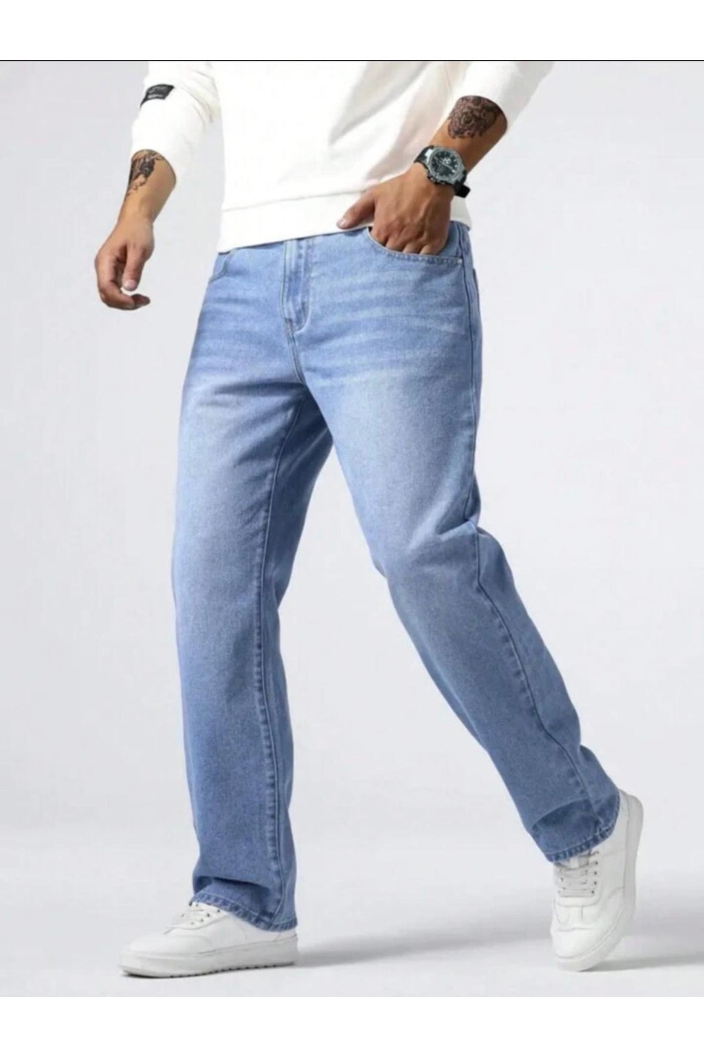 Erkek Bol Paça Rahat Kalıp Kot Pantolon Jean