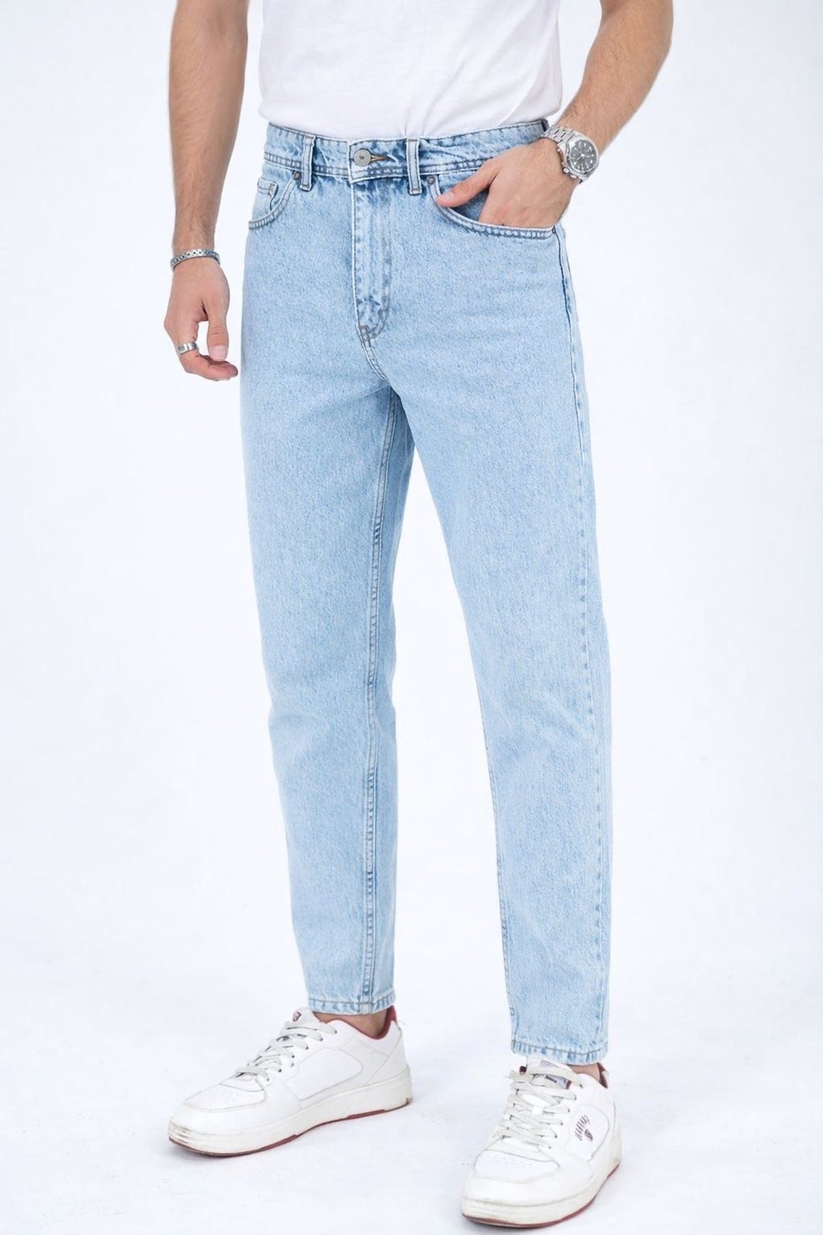 Erkek Rahat Kalıp Denim Pantolon Modern Kesim Günlük Şık Basic Kot