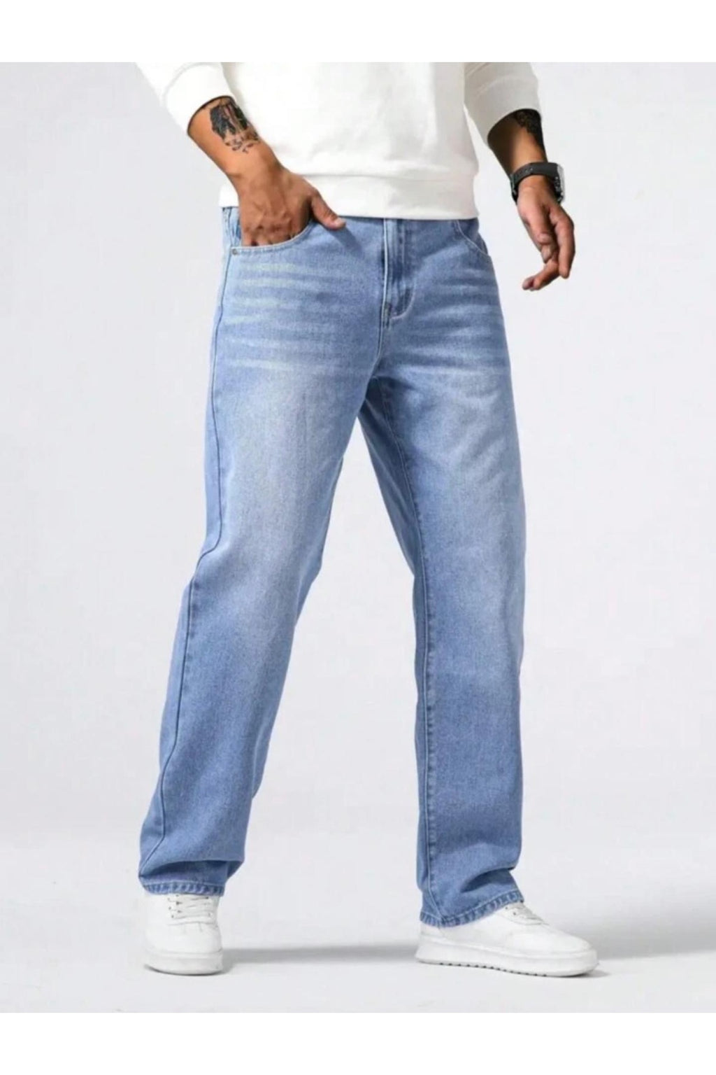 Erkek Bol Paça Rahat Kalıp Kot Pantolon Jean