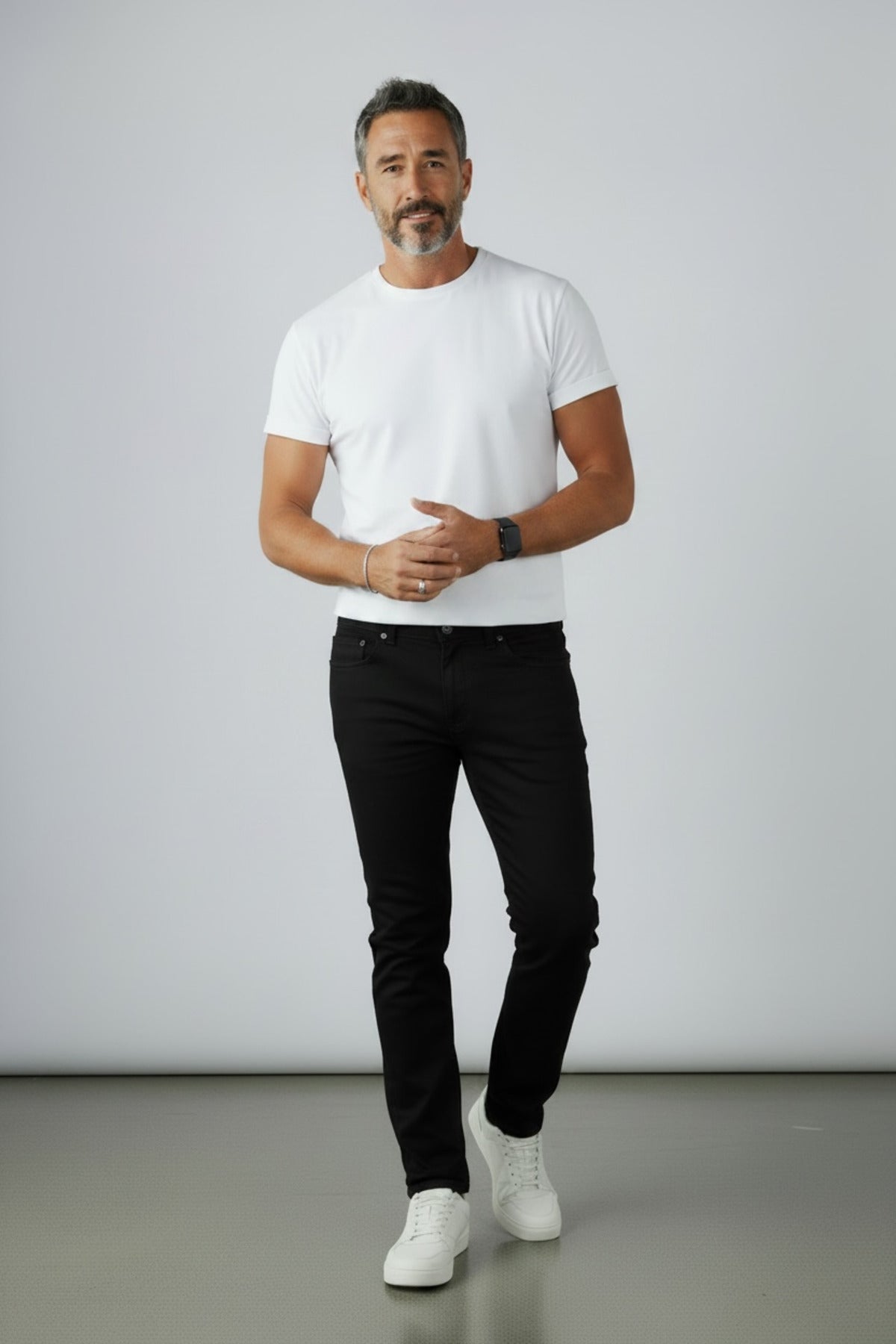 Erkek Siyah Regular Fit Kot Pantolon Rahat Kesim Günlük Şık Esnek Modern Basic