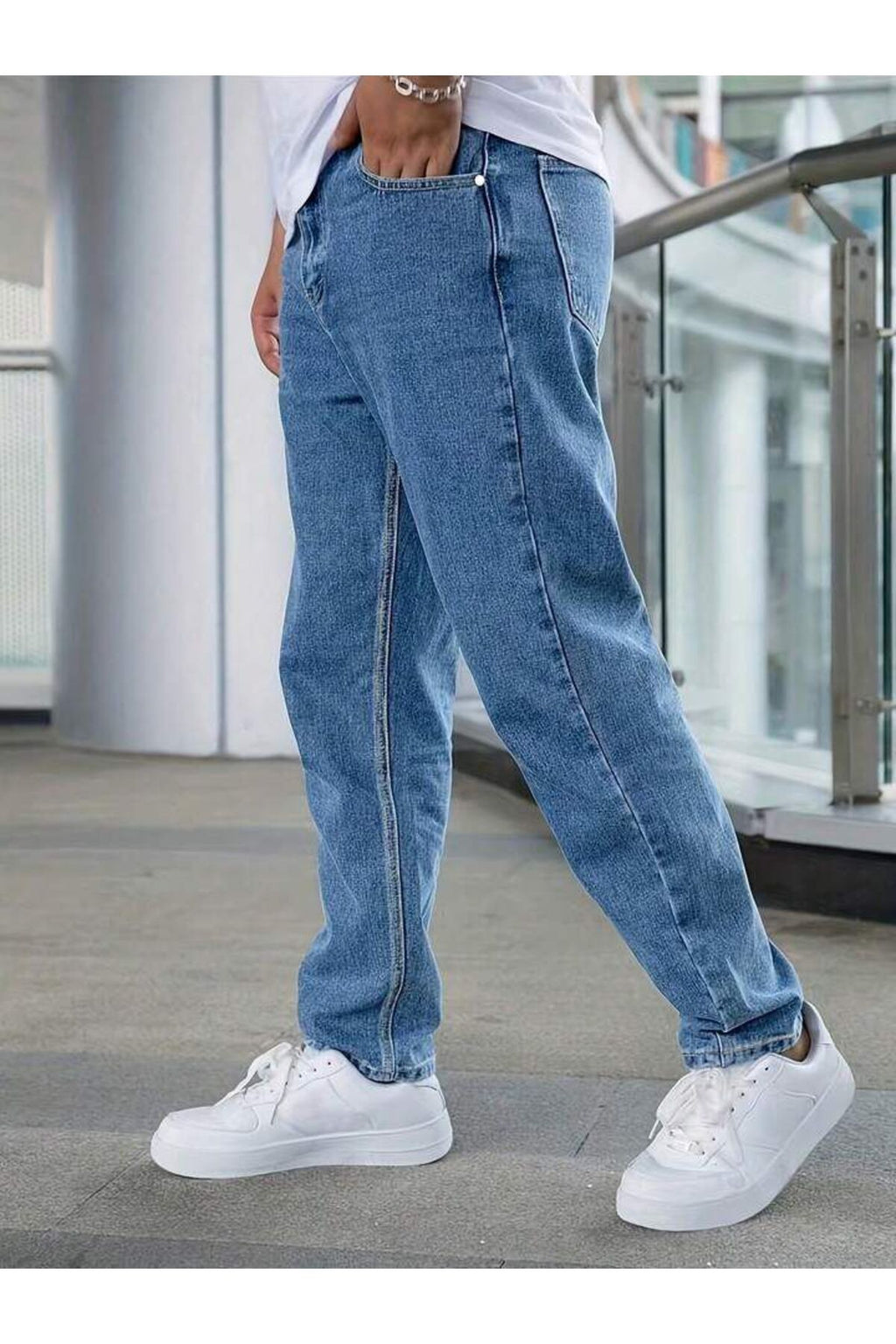 Erkek Rahat Kalıp Bilek Paça Pantolon Jean