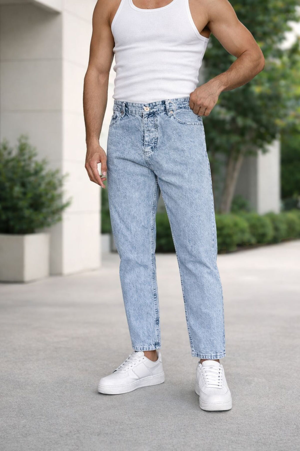 Erkek Rahat Kalıp Kot Pantolon Modern Kesim Günlük Şık Basic Denim