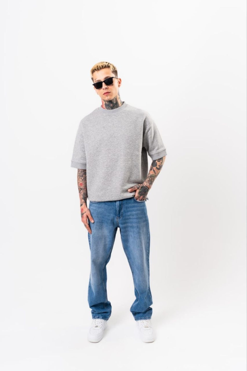 Taşlama Detay Bol Kalıp Jeans