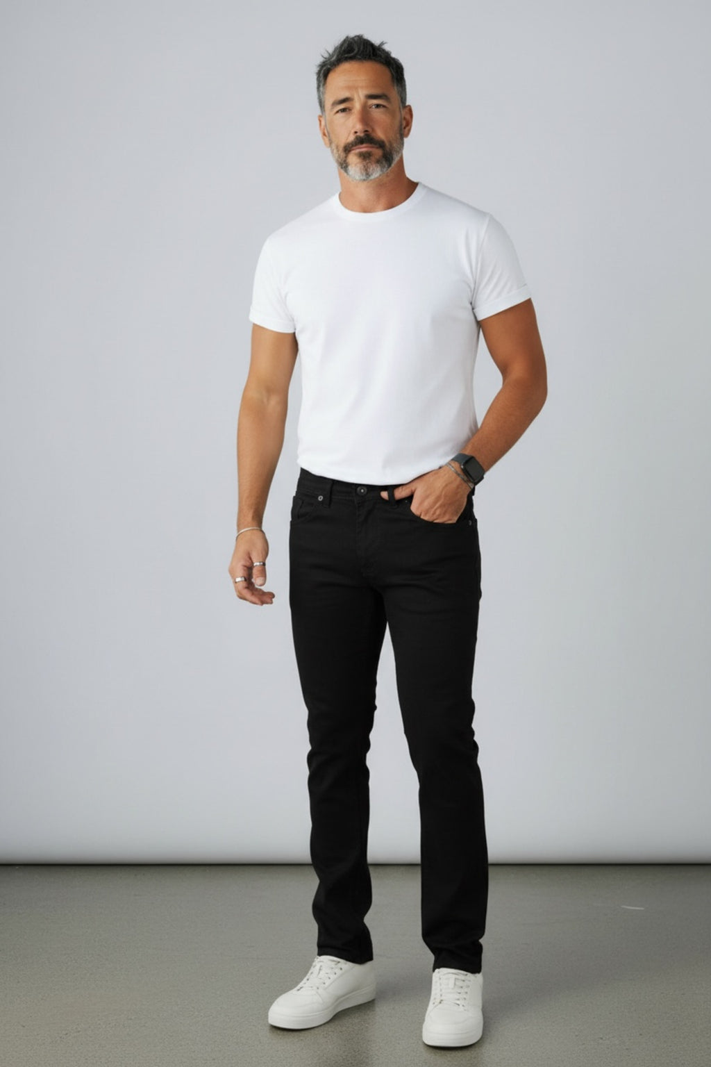 Erkek Siyah Regular Fit Kot Pantolon Rahat Kesim Günlük Şık Esnek Modern Basic