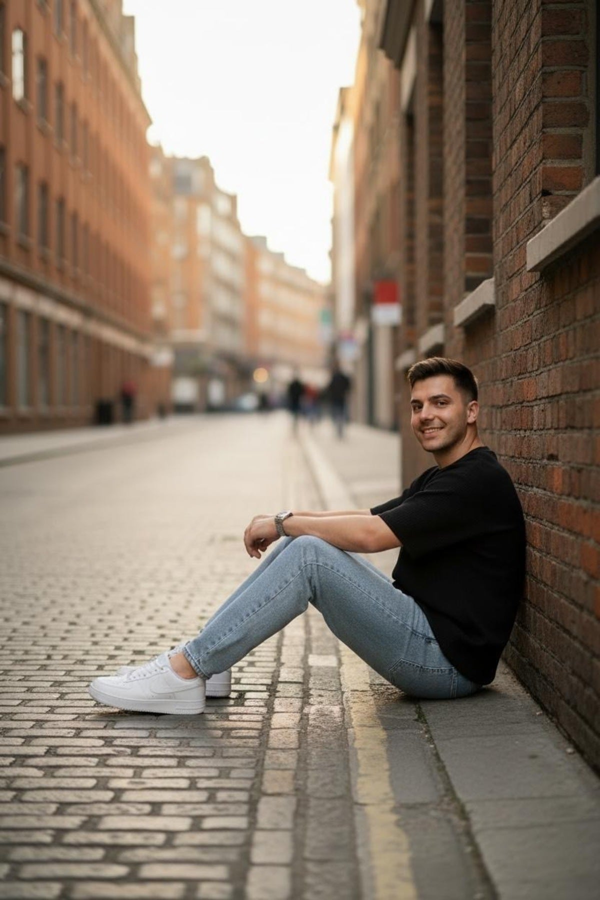 Erkek Açık Mavi Boyfriend Jean Pantolon Rahat Kalıp Streetwear Denim Pantolon