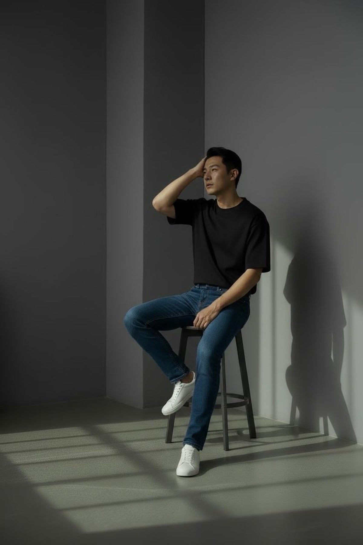 Erkek Regular Boru Paça Likralı Denim Jeans Kot Pantolon