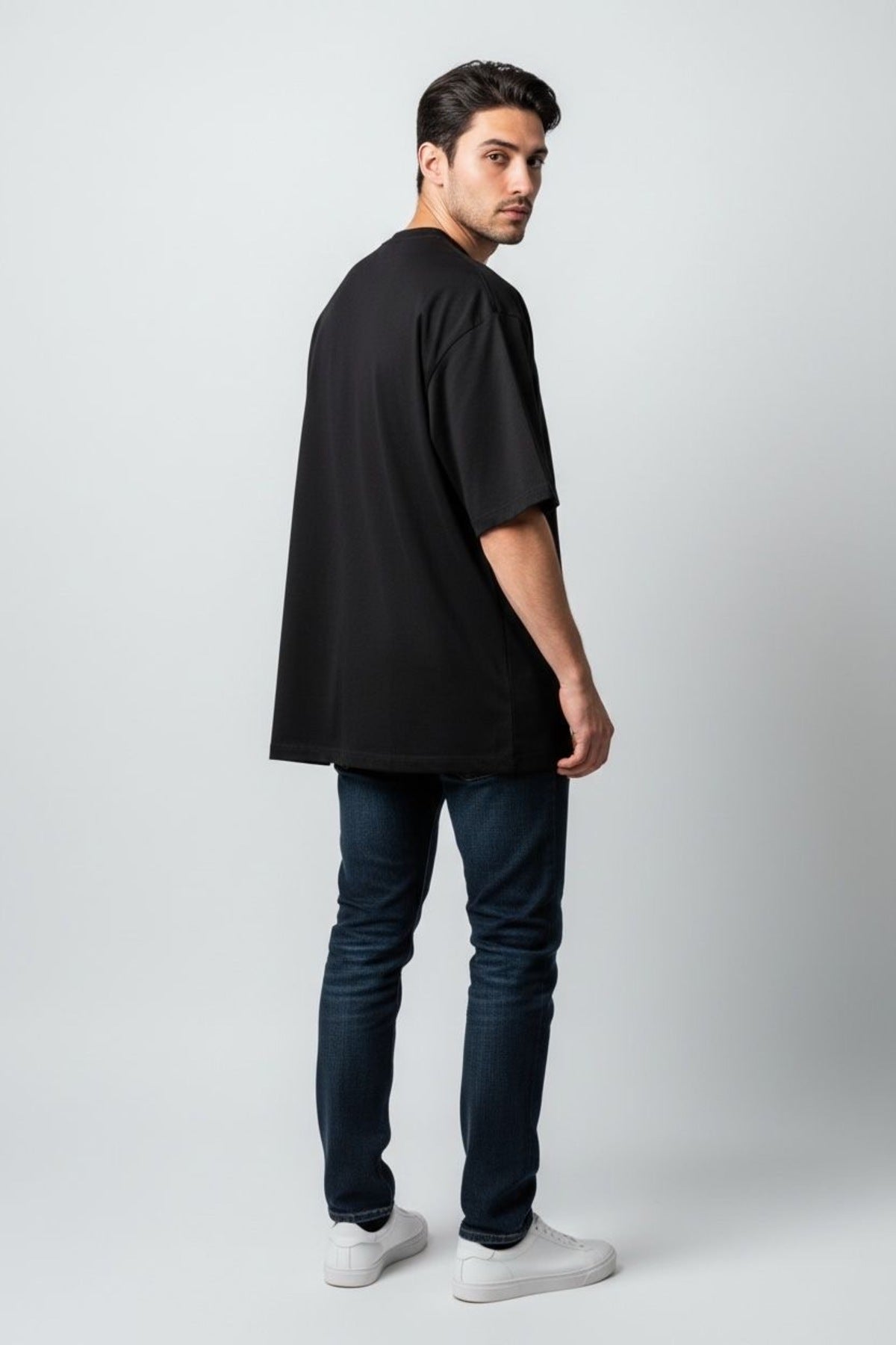 Bisiklet Yaka Unisex Basic Düz Siyah T-Shirt
