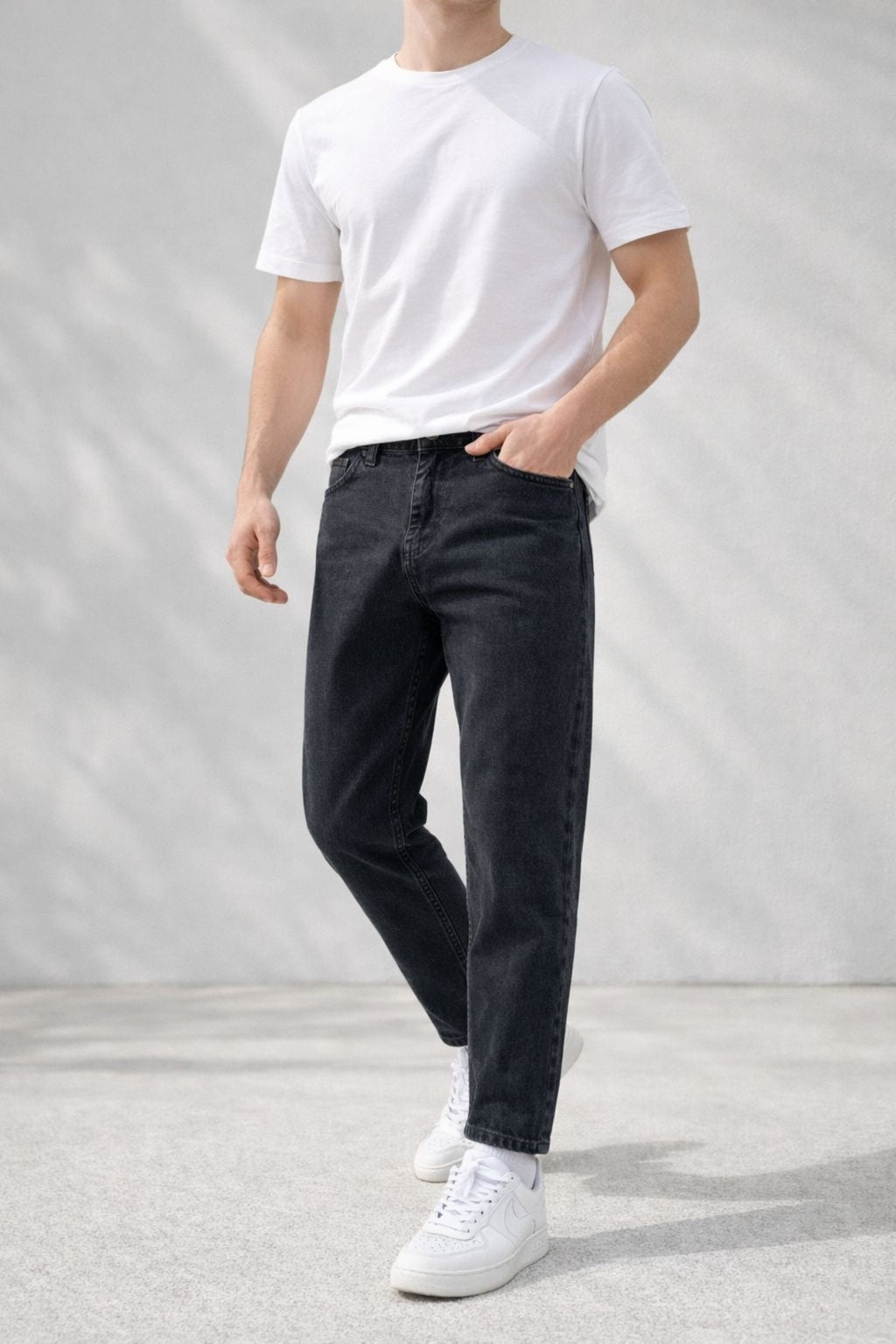 Erkek Rahat Kalıp Jean Pantolon Günlük Modern Kesim Denim Kot Pantolon
