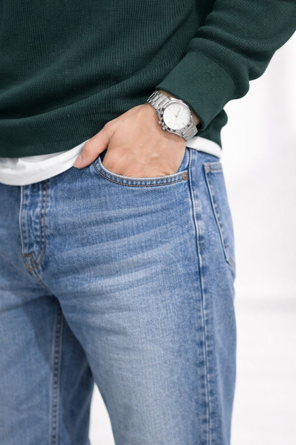 Erkek Açık Mavi Straight Fit Jean Pantolon Rahat Kalıp Günlük Basic Kot Pantolon