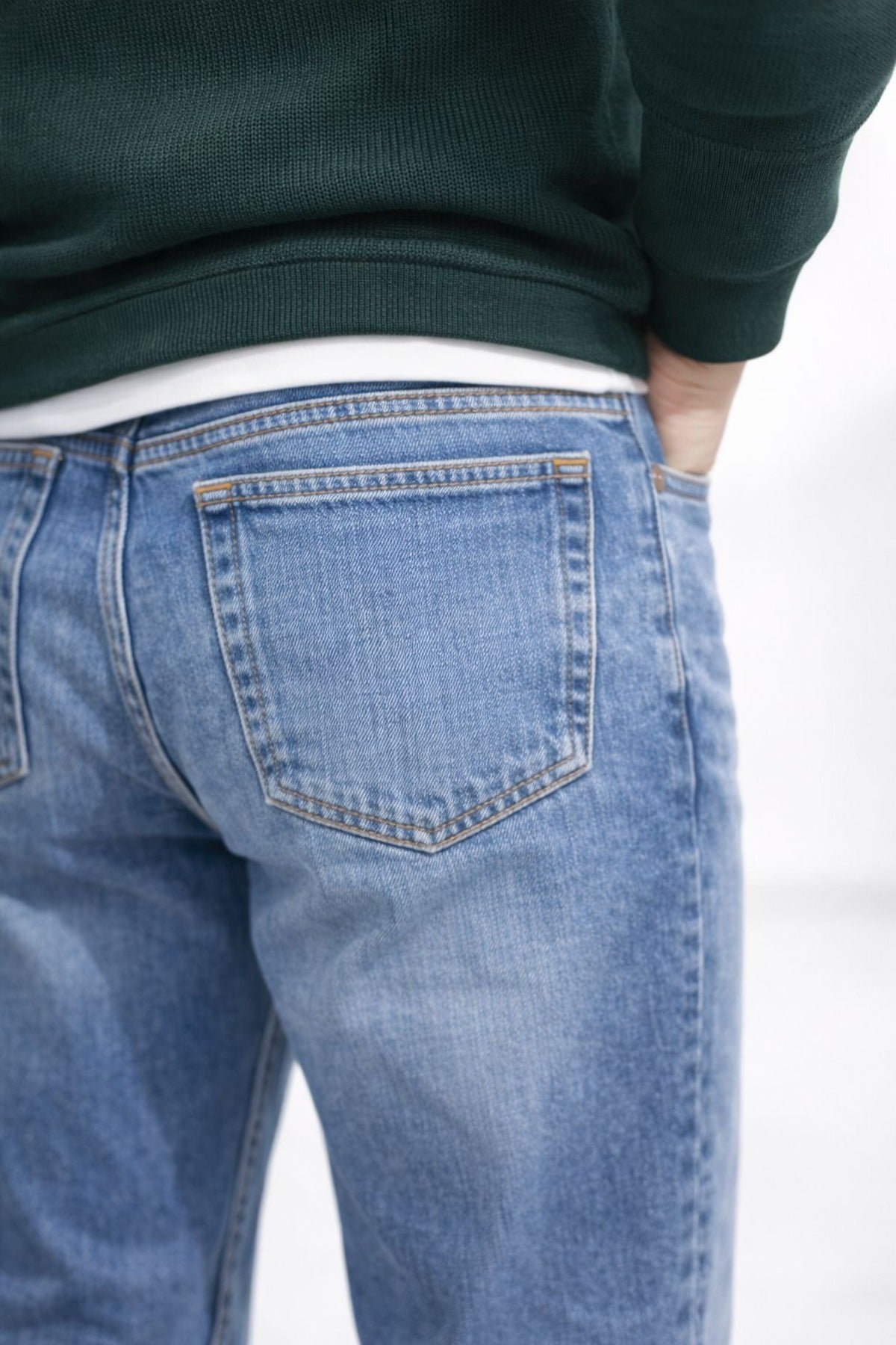 Erkek Açık Mavi Straight Fit Jean Pantolon Rahat Kalıp Günlük Basic Kot Pantolon