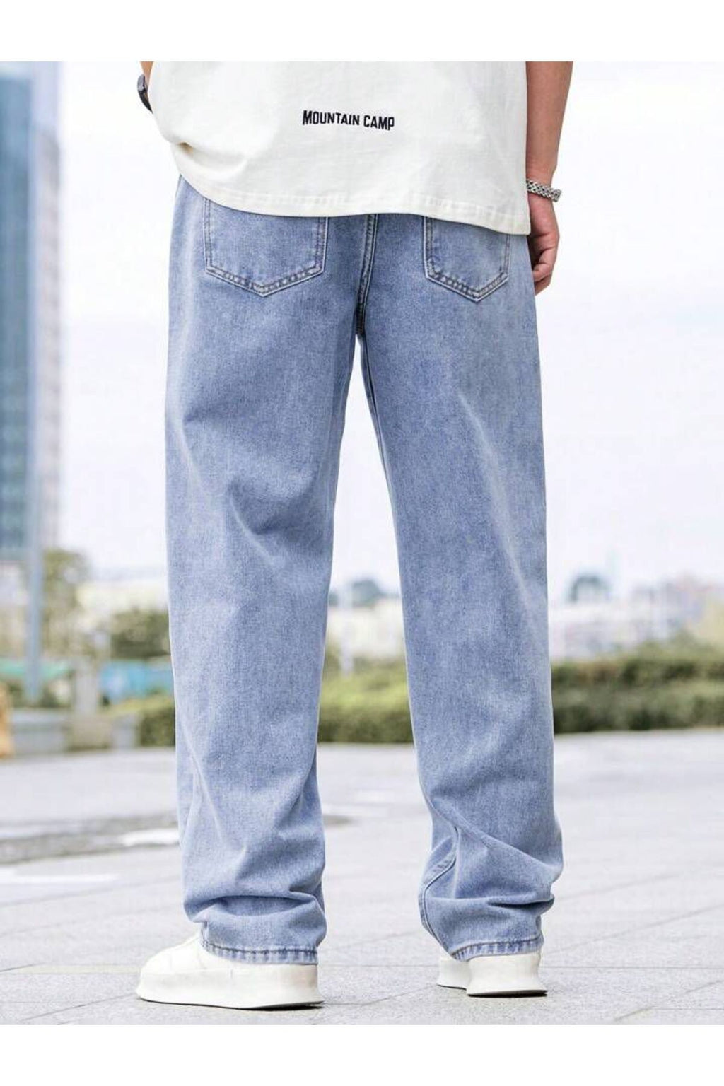 Erkek Kar Yıkama Straight Baggy Fit Likrasız Rahat Kesim Kot Pantolon Jean
