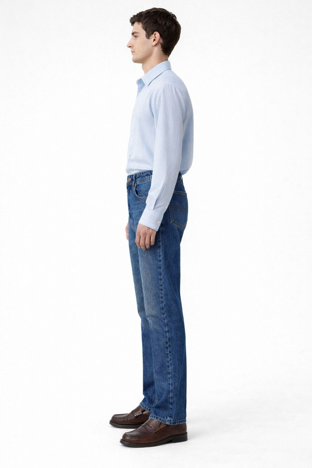Erkek Taşlama Detay Lacivert Straight Fit Düz Paça Kot Pantolon
