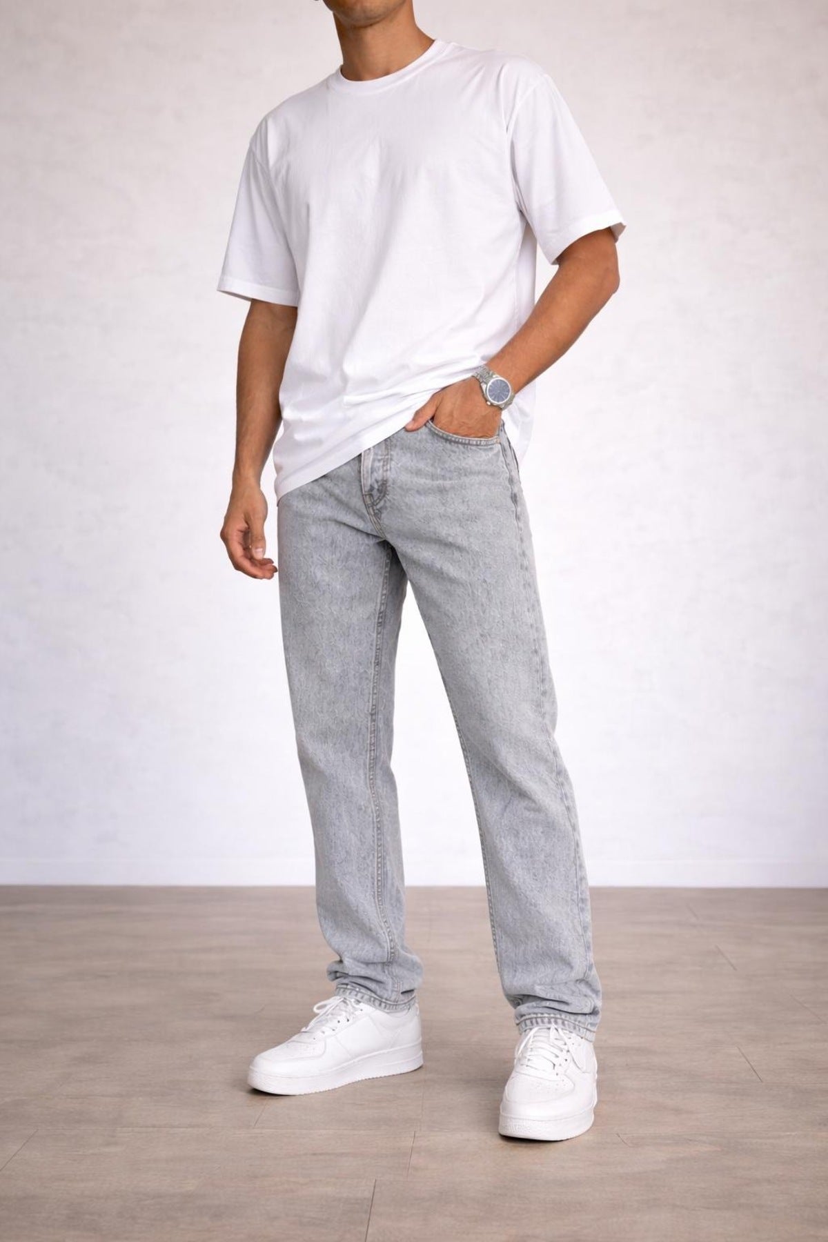 Erkek Rahat Kalıp Denim Pantolon Düz Kesim Günlük Şık Basic Modern Jean
