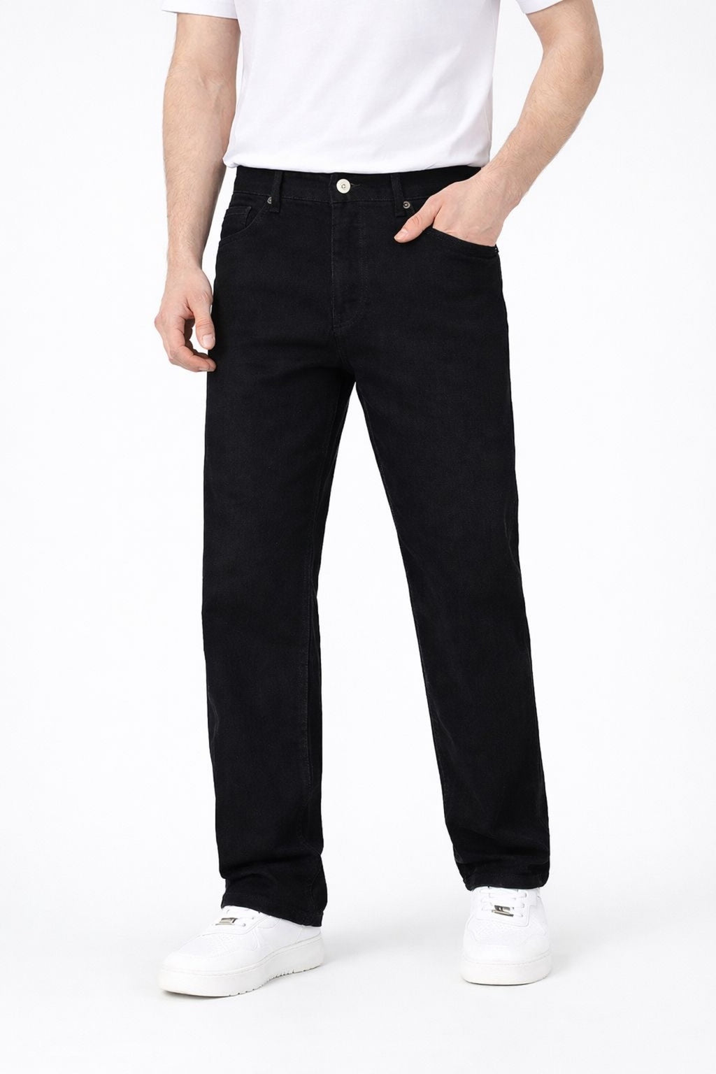 Erkek Yazlık Siyah Renk Bol Kalıp Baggy Fit Kot Pantolon