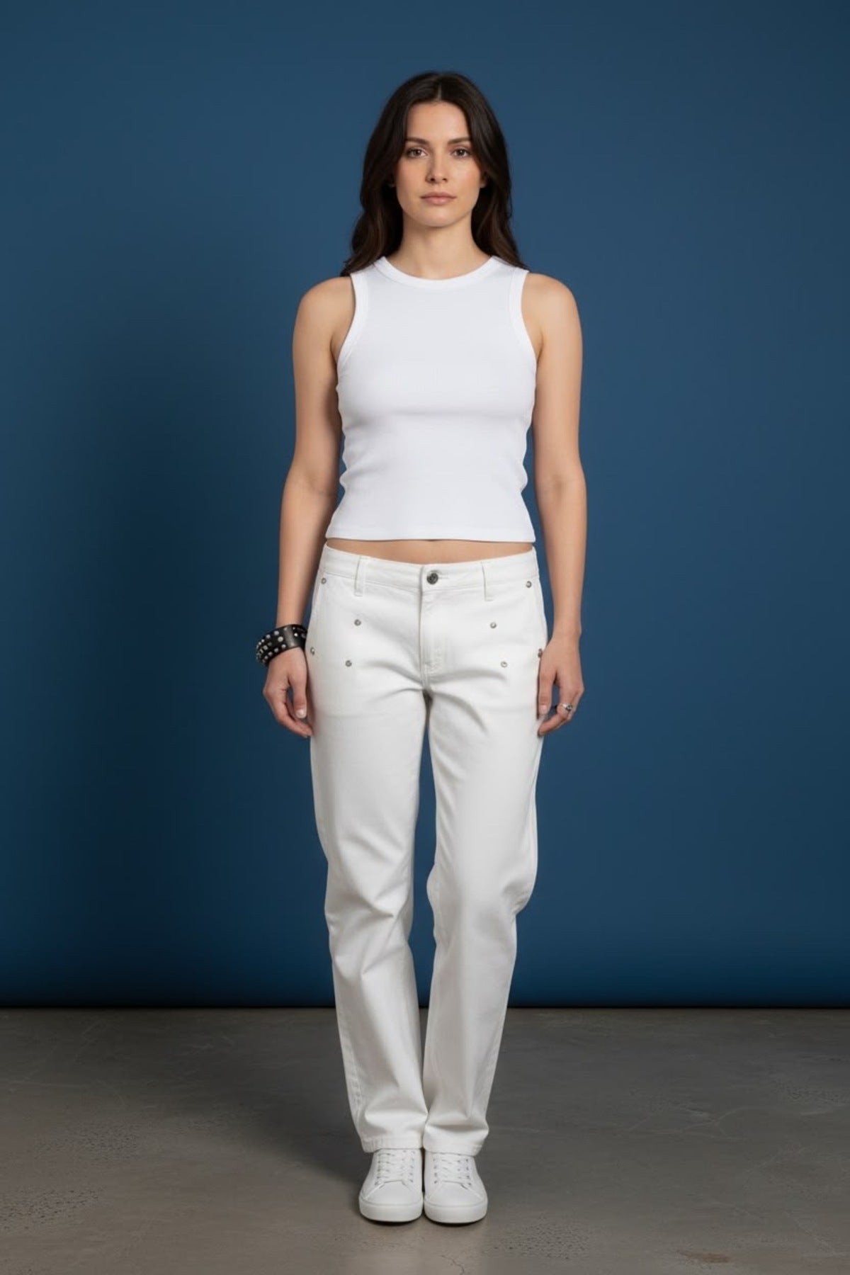 Kadın Bisiklet Yaka Fitilli Atlet Esnek Kumaş Slim Fit Basic Kolsuz Atlet