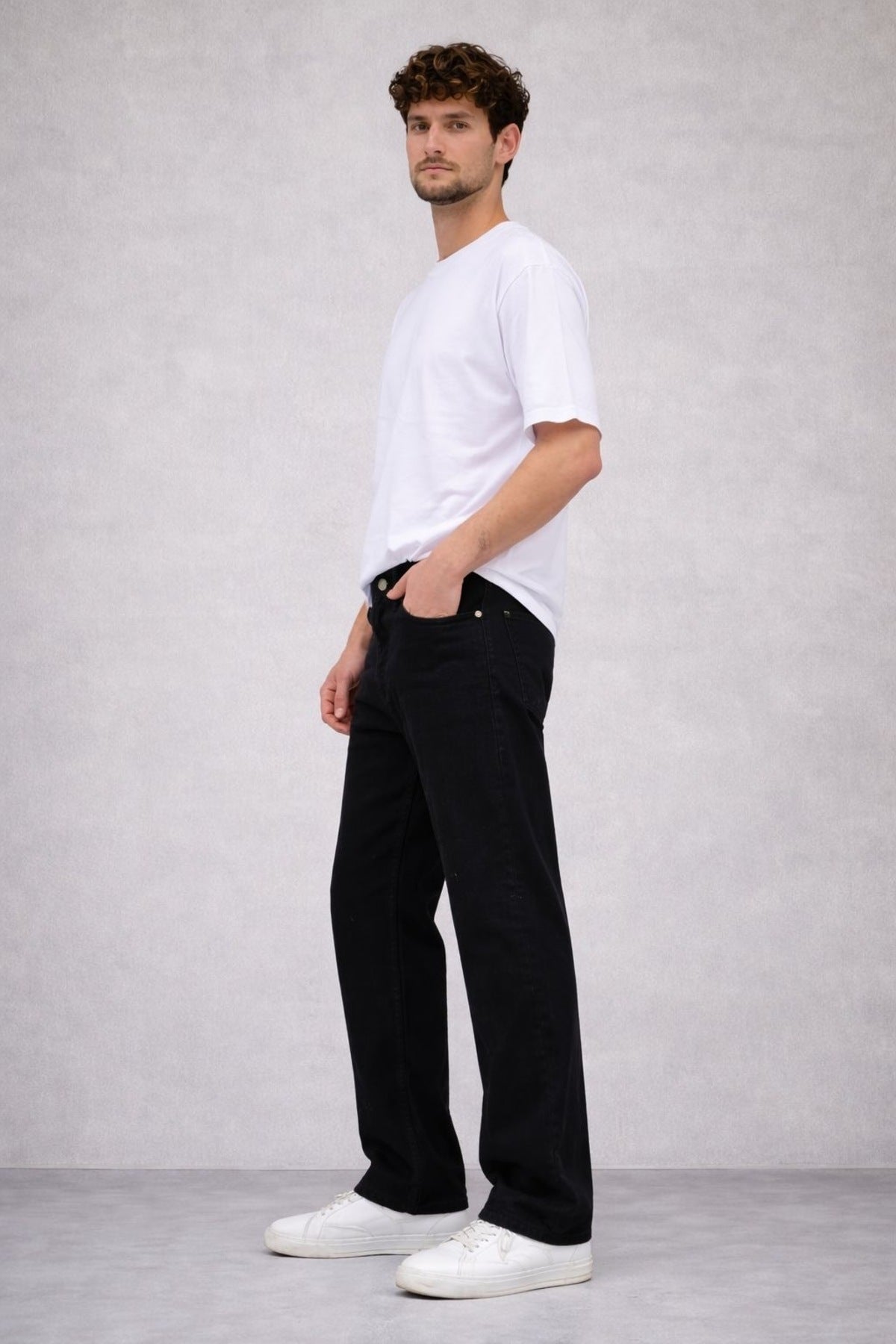 Erkek Vintage Siyah Baggy Bol Kalıp Pantolon