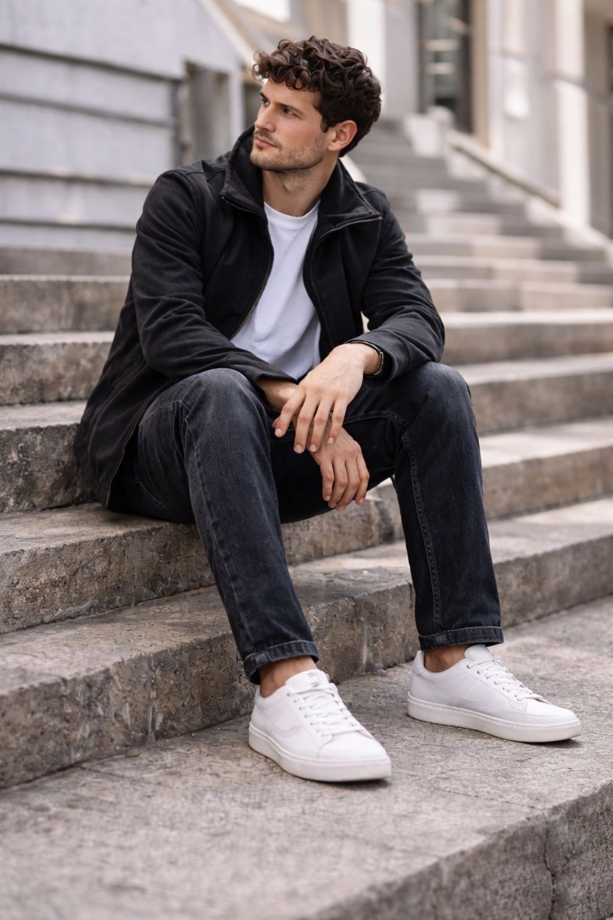 Erkek Vintage Taşlama Detaylı Boyfriend Pantolon tb