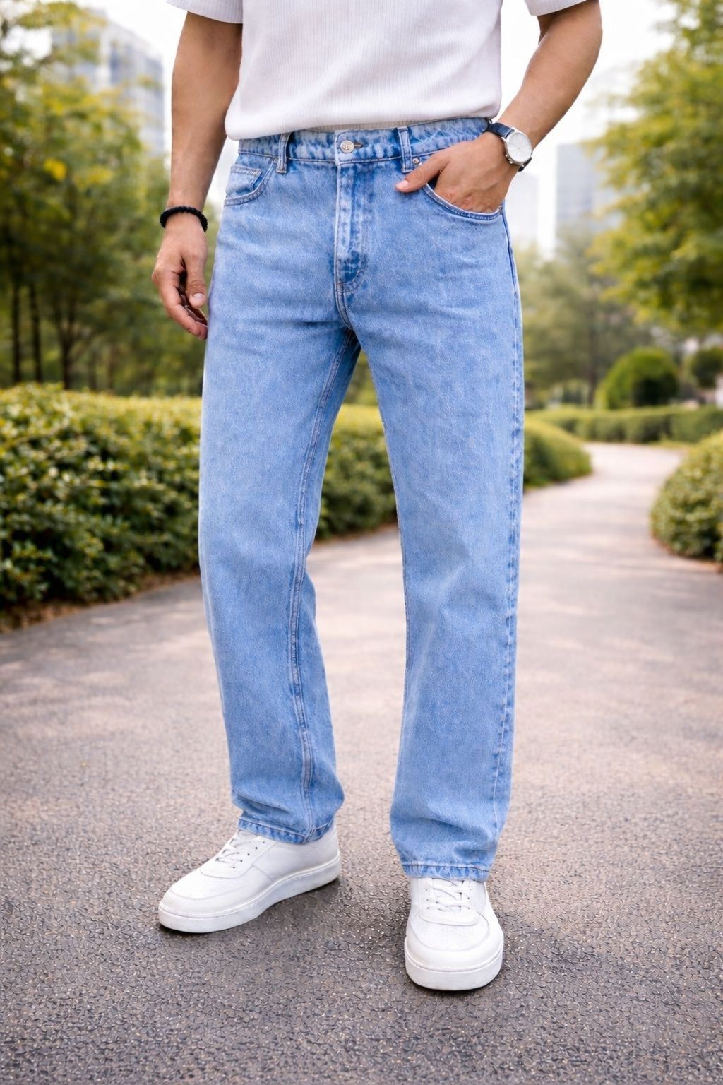 Erkek Straight Fit Jean Pantolon Vintage Yıkamalı Rahat Kalıp Günlük Denim