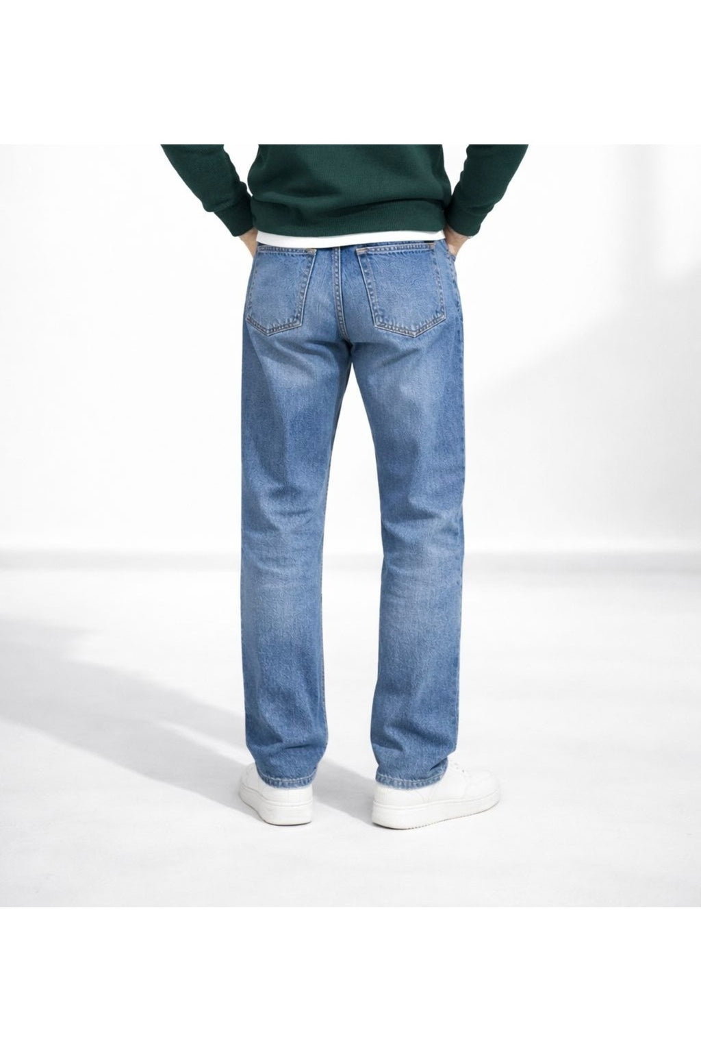Erkek Açık Mavi Straight Fit Jean Pantolon Rahat Kalıp Günlük Basic Kot Pantolon